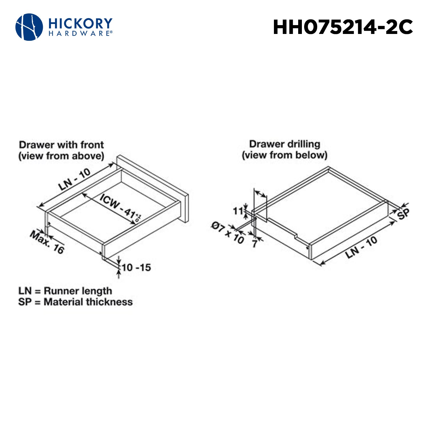 Hickory P1056/BKT, Drawer Slides Drawer Slide
