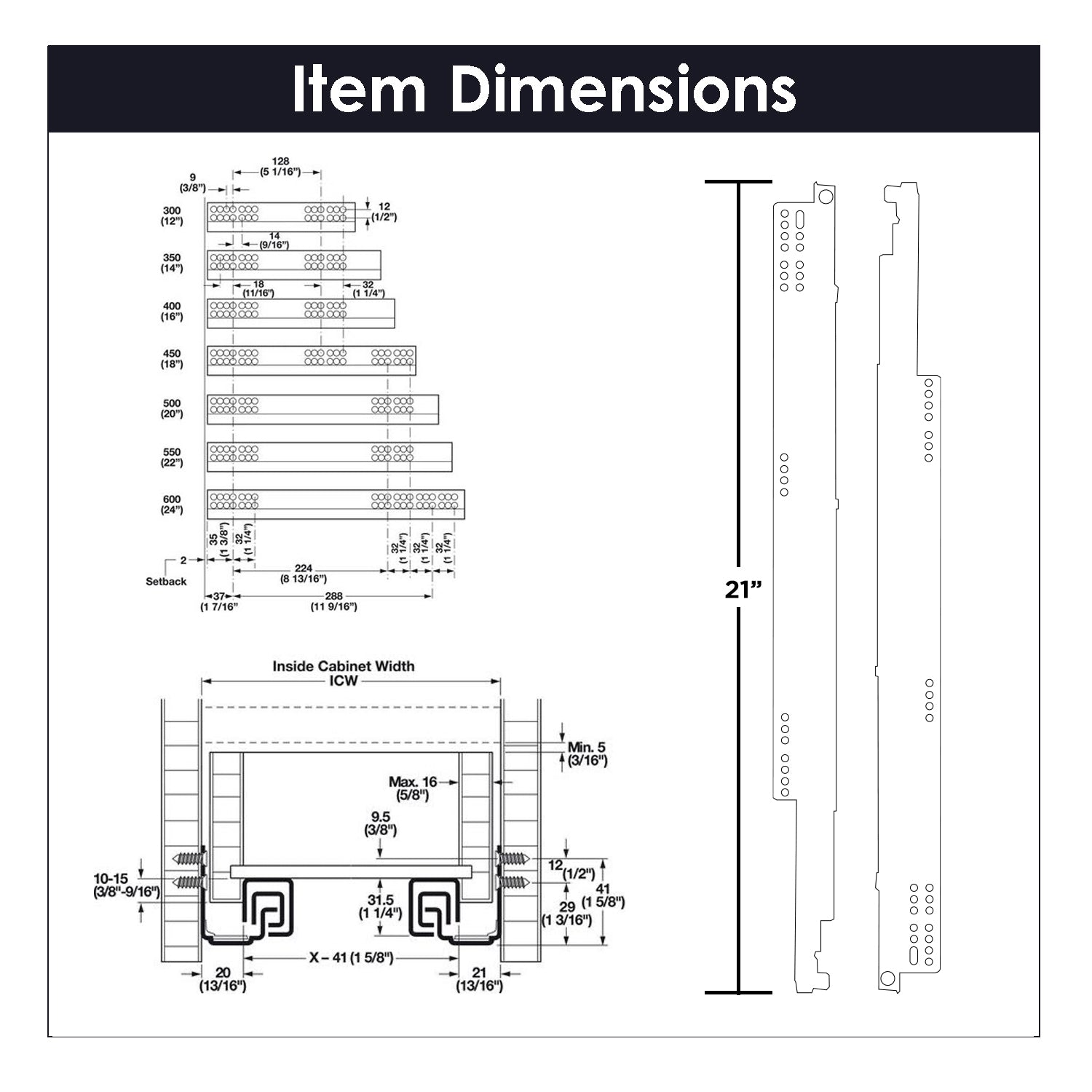 Hickory P1056/BKT, Drawer Slides Drawer Slide