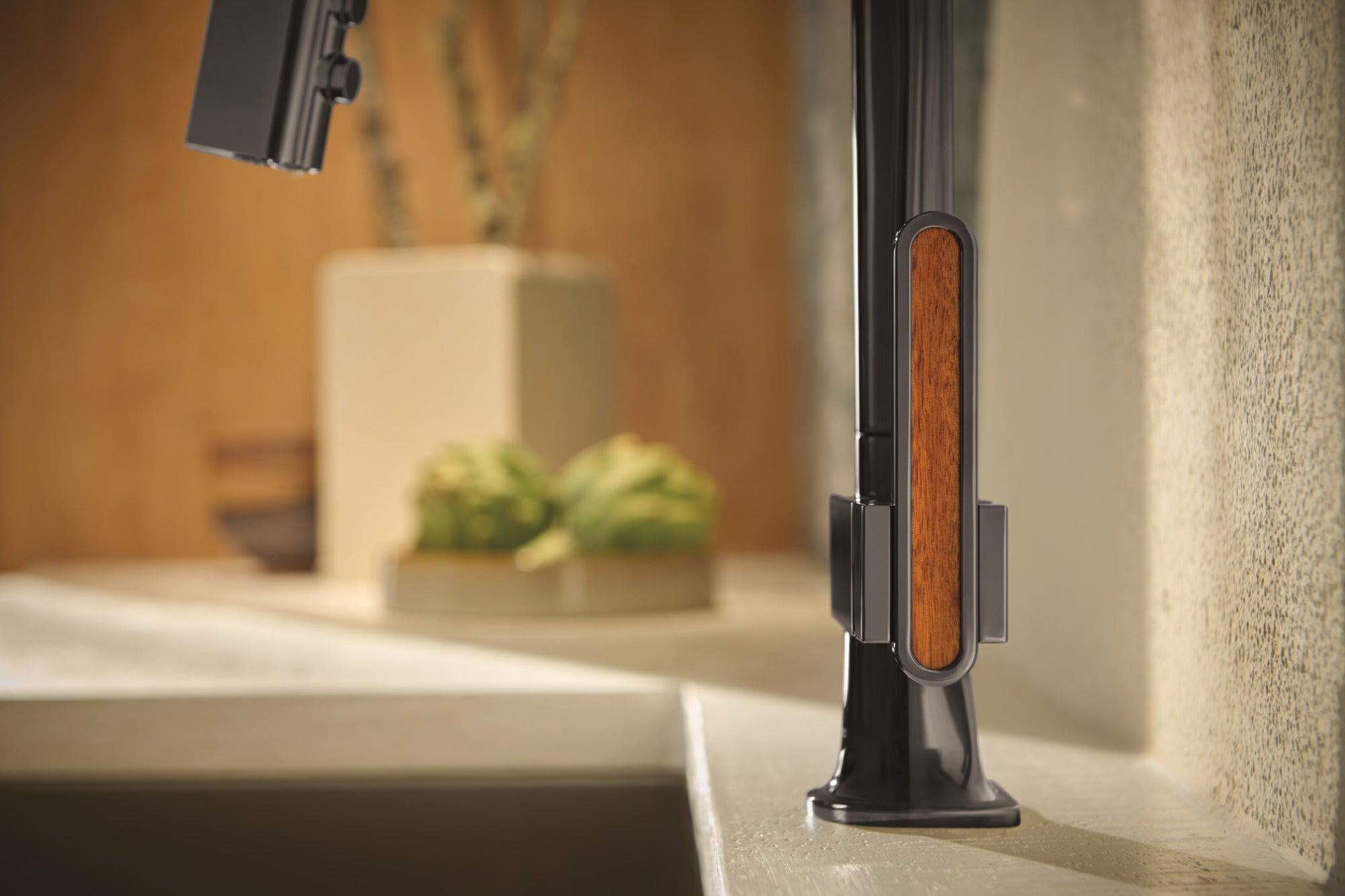 Brizo Frank Lloyd Wright® Pull-Down Kitchen Faucet Arc Lever with Wood Inlay Handle Kit?