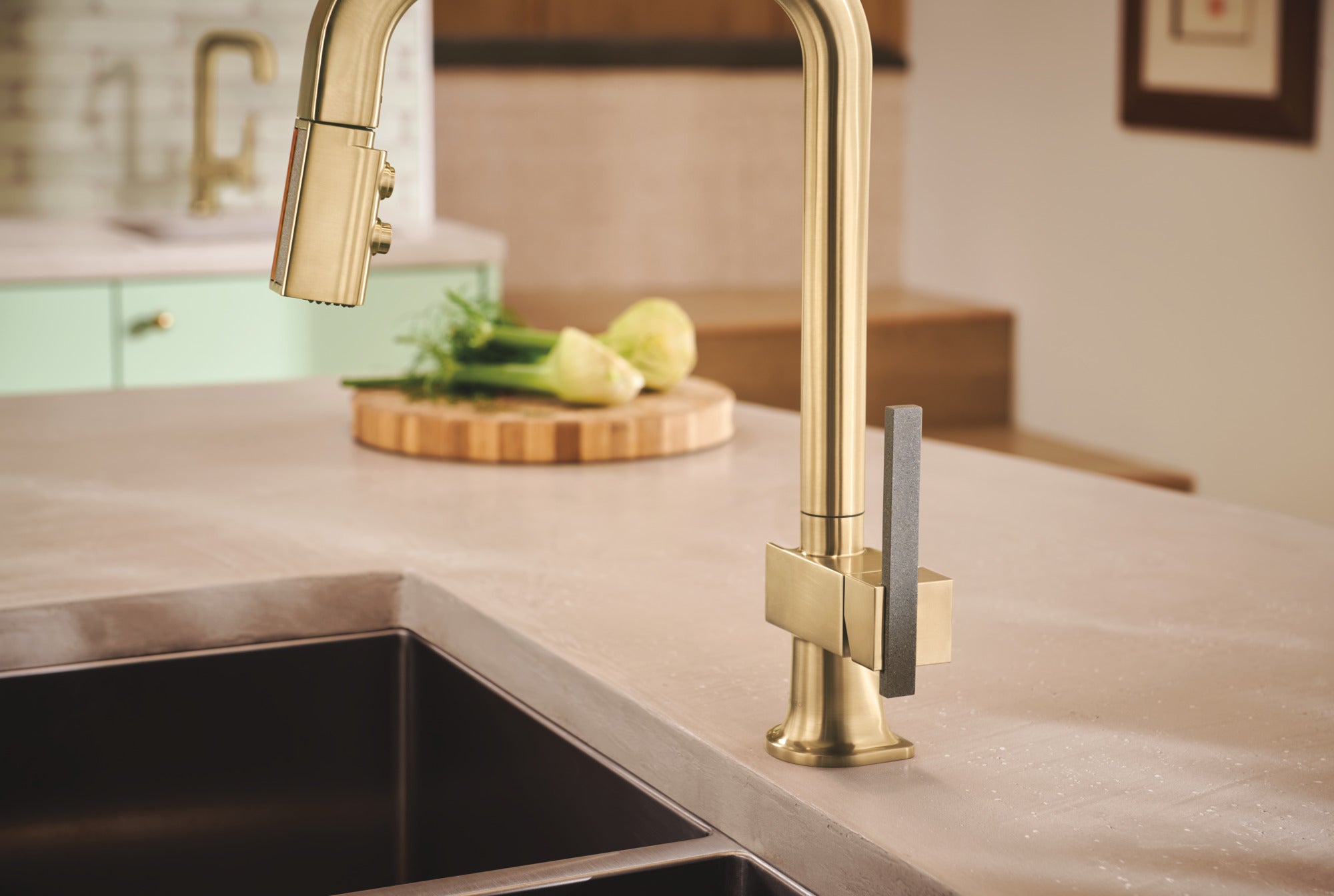 Brizo Frank Lloyd Wright® Pull-Down Kitchen Faucet Offset Concrete Lever Handle Kit?