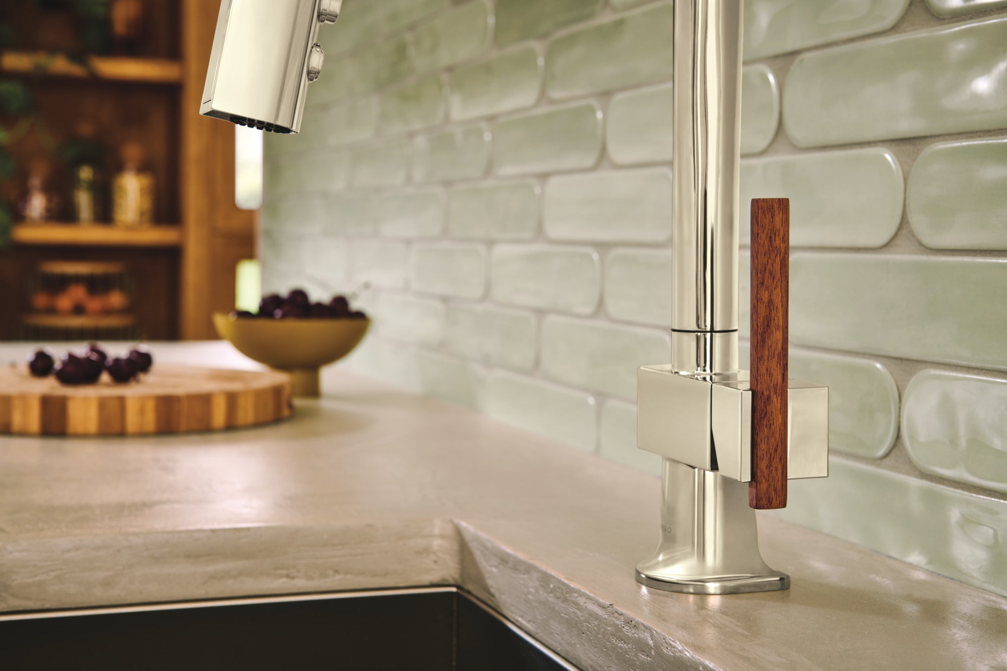 Brizo Frank Lloyd Wright® Pull-Down Kitchen Faucet Offset Wood Lever Handle Kit?