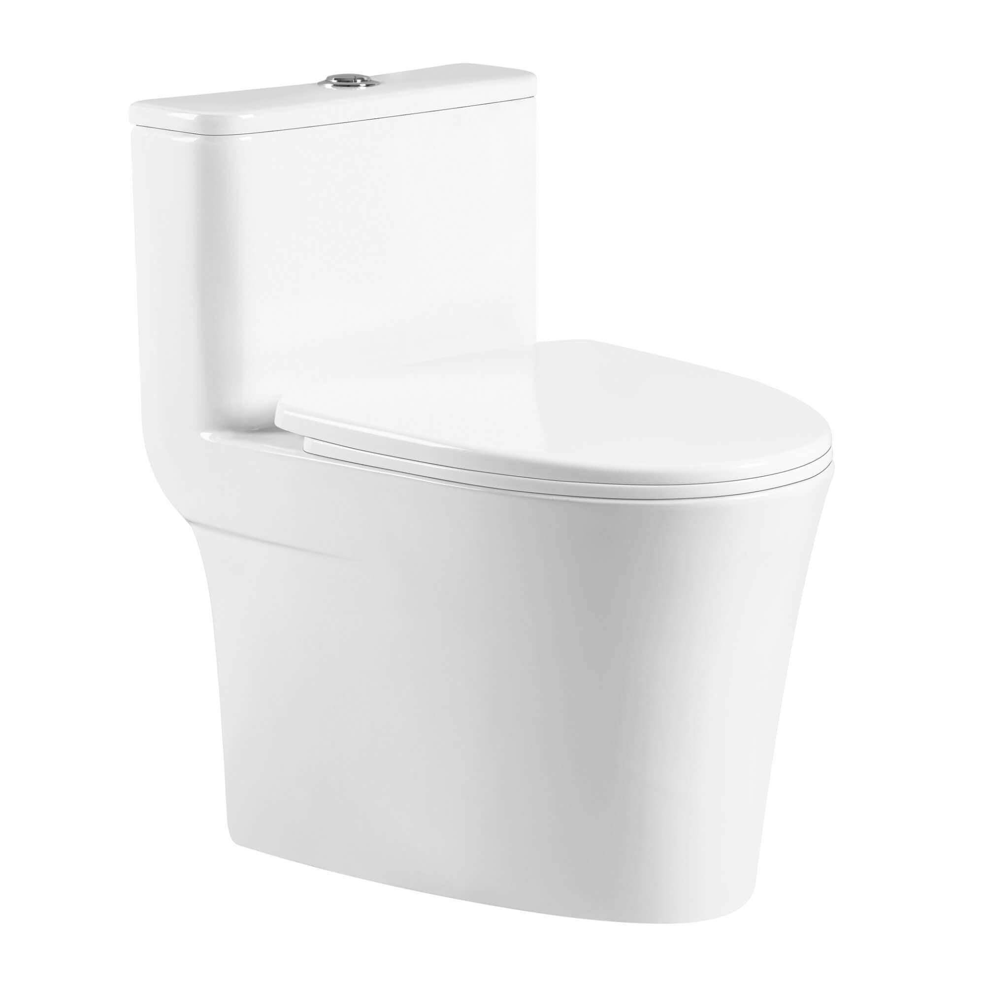 Fine Fixtures MOTB13W-O One-Piece Toilet – 1.28 GPF Round White