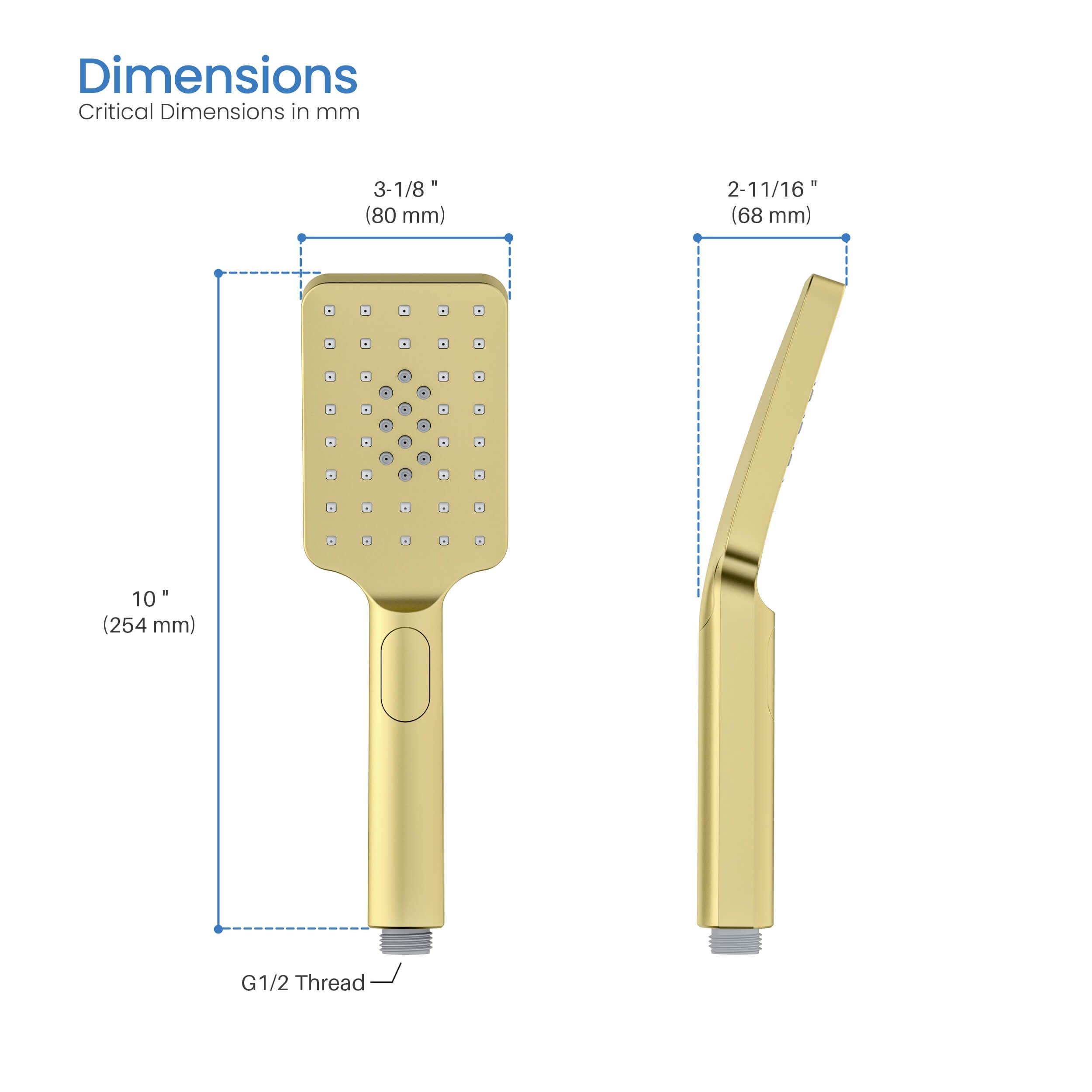 Quadro Premium ABS 3 Mode Handheld Shower Head