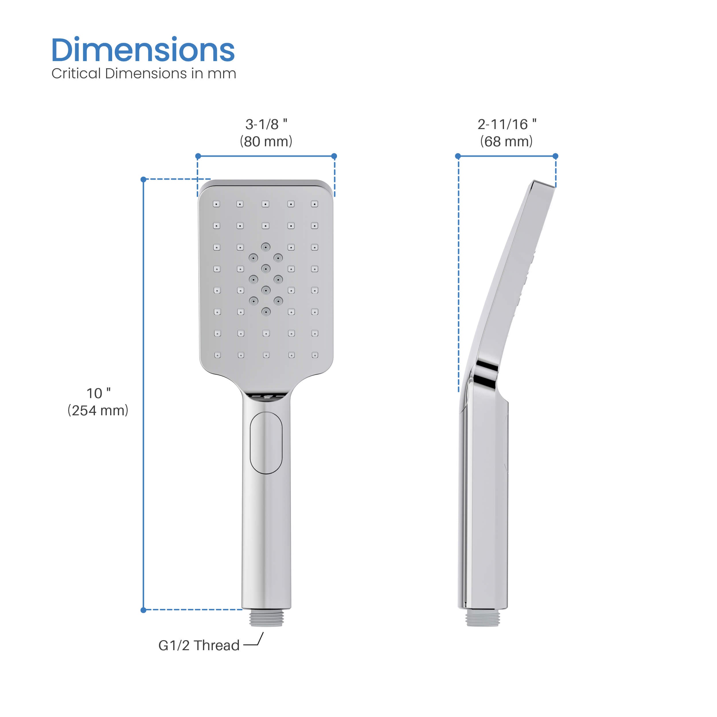 Quadro Premium ABS 3 Mode Handheld Shower Head