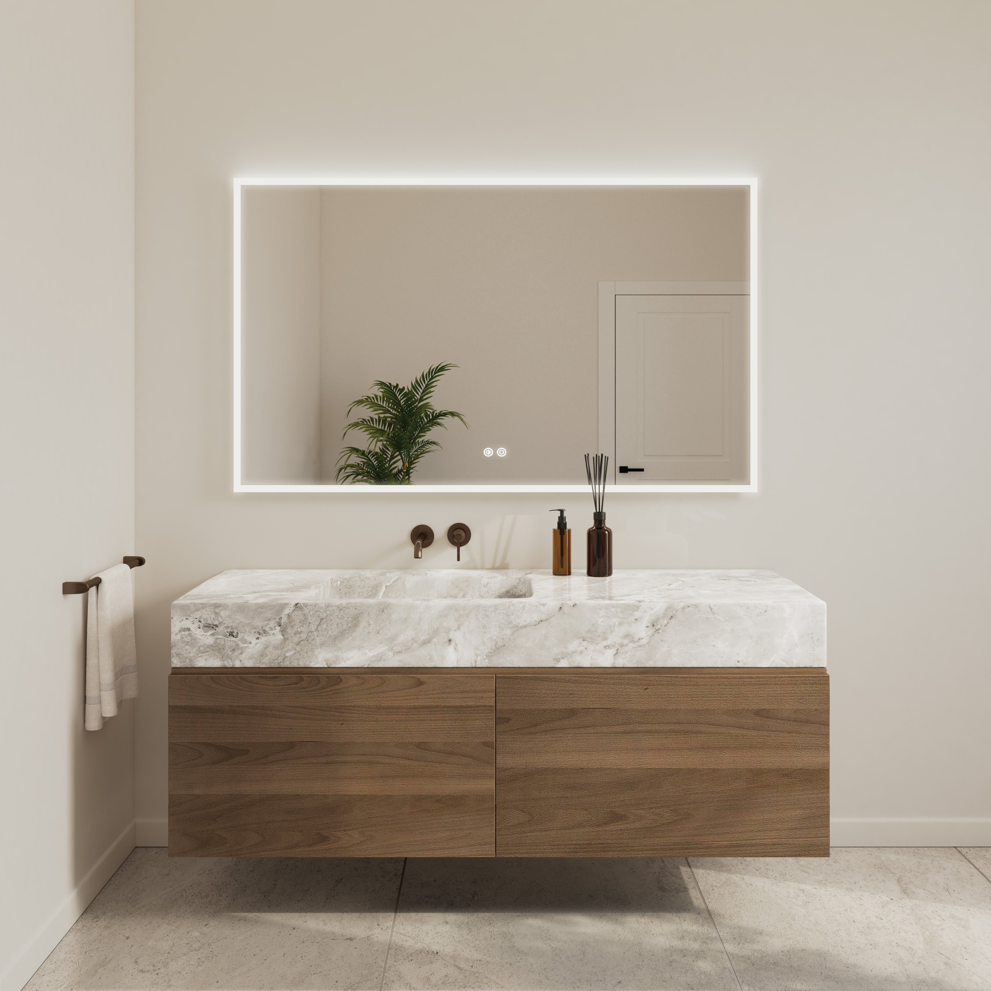 Fleurco Halo Plus LED Vanity Mirror with Defogger and Dimmable Touch Control