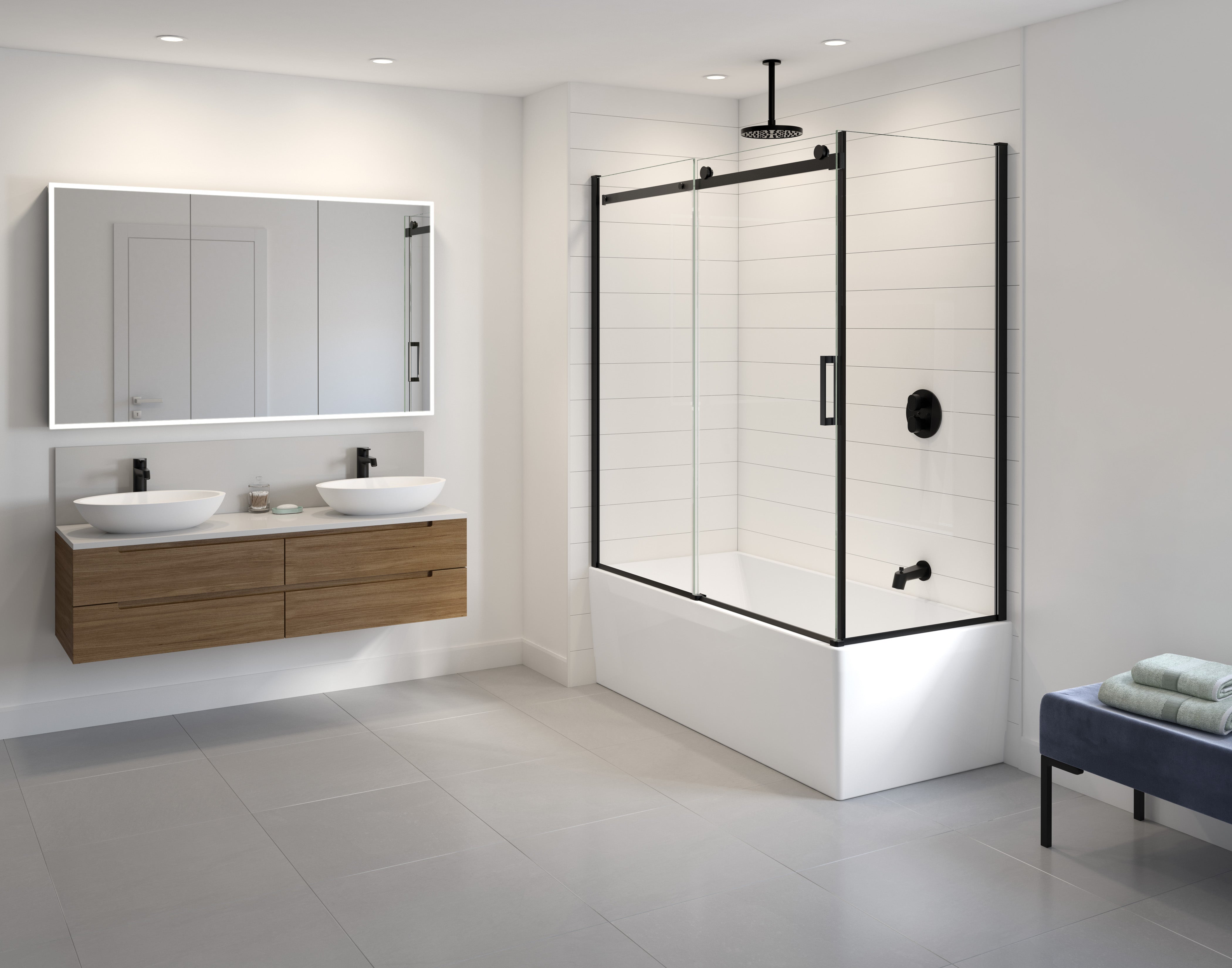 Horizon 2 sided tub enclosure Shower Door