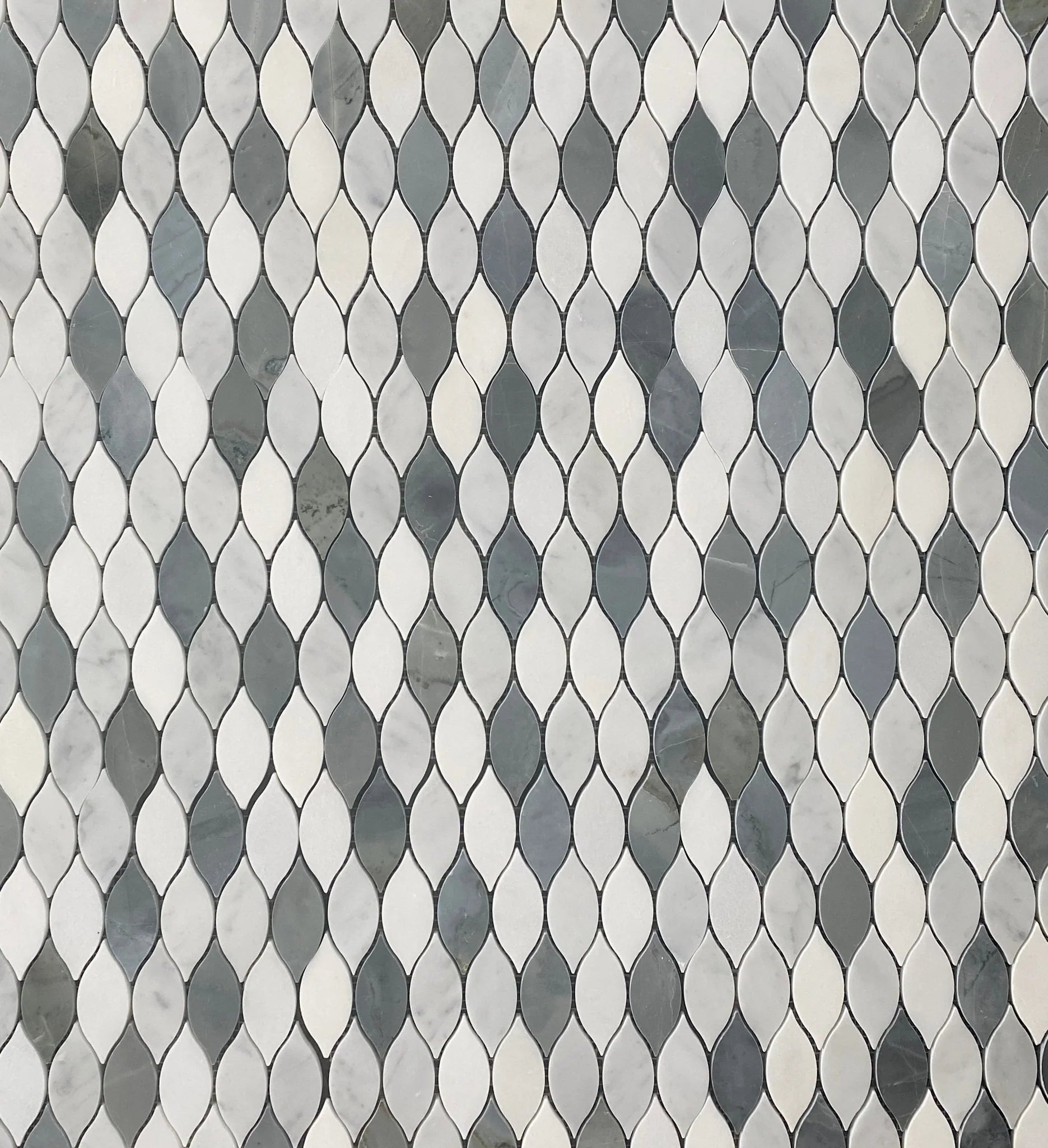 Teardrop Elongated White And Carrara With Blue Polished