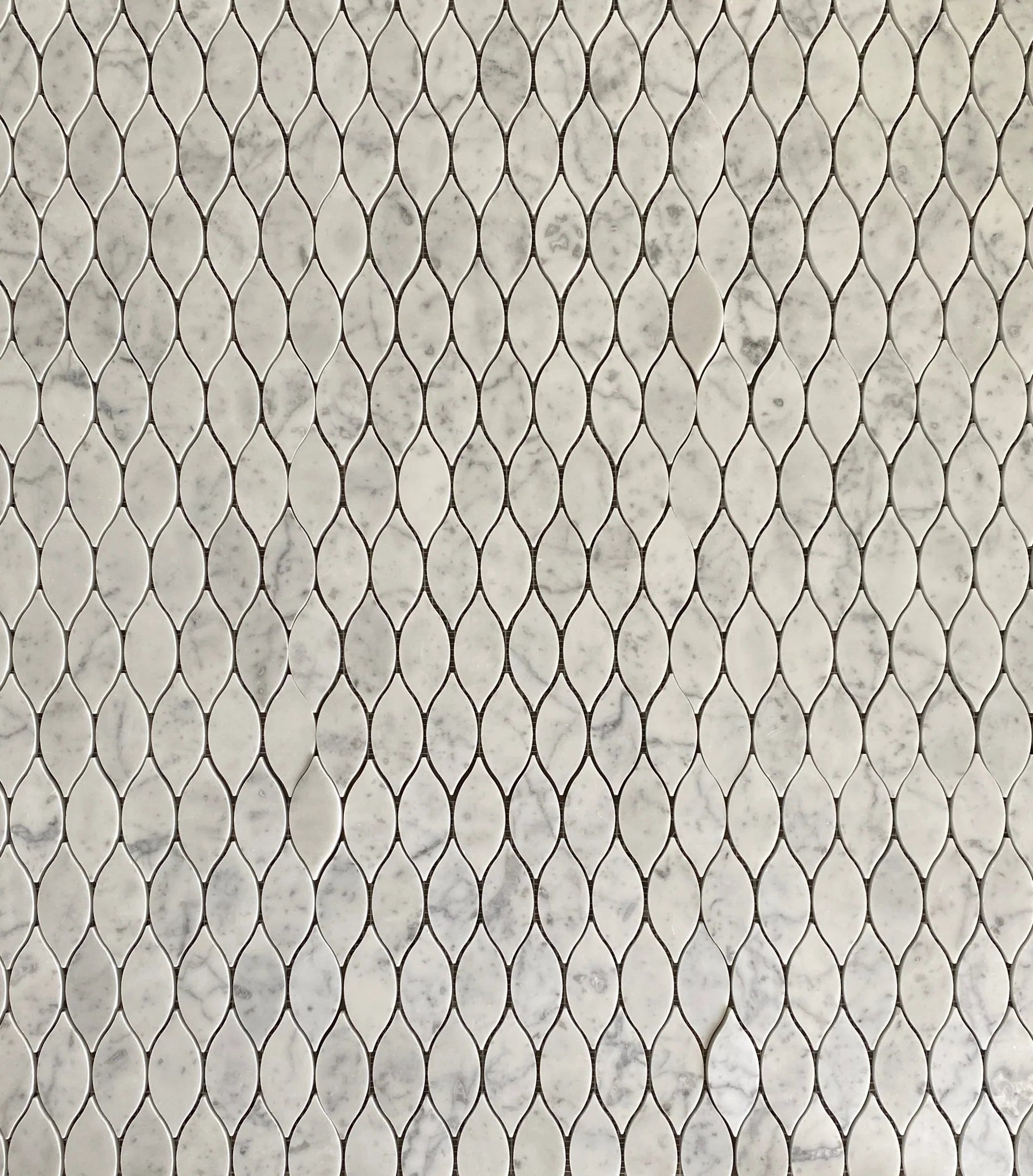 Elongated Teardrop Carrara Waterjet Mosaic