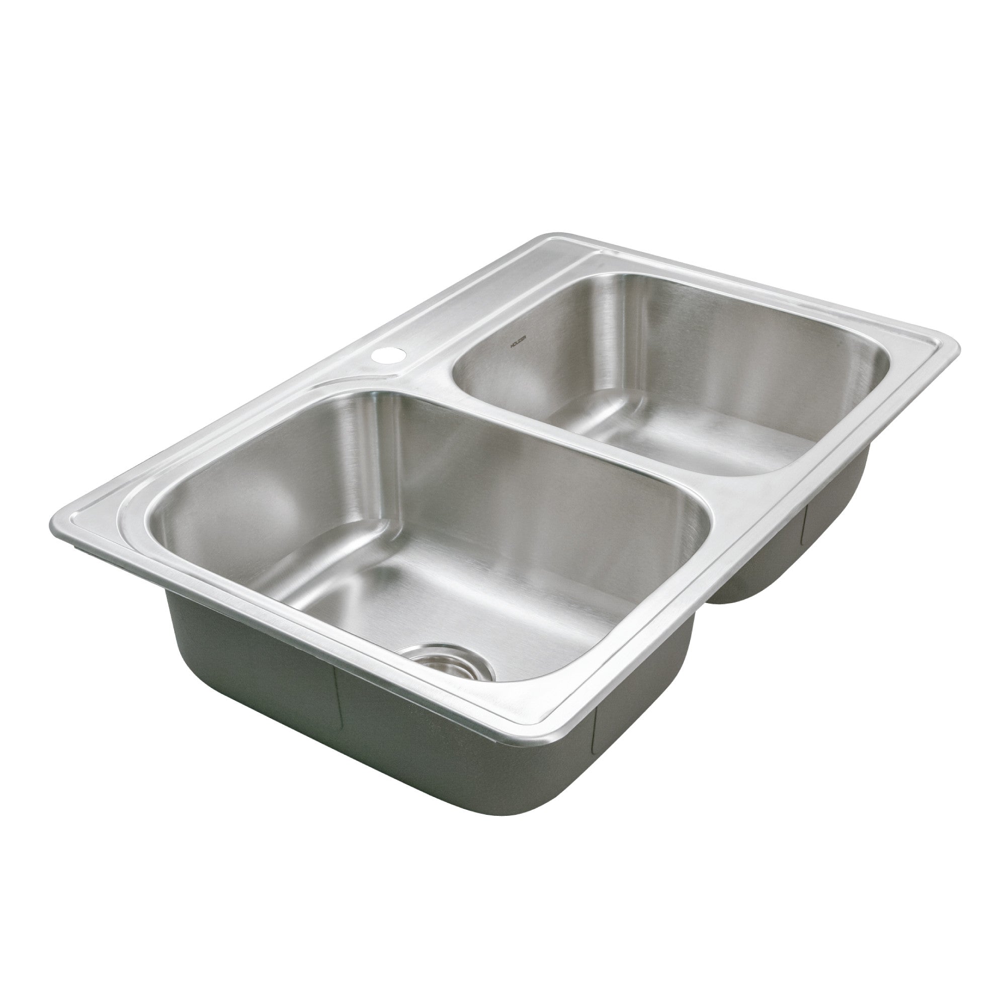 Houzer Glowtone 33 inch Stainless Steel Drop-in Topmount 1-hole 60/40 Double Bowl  Kitchen Sink - ISL-3322BS1