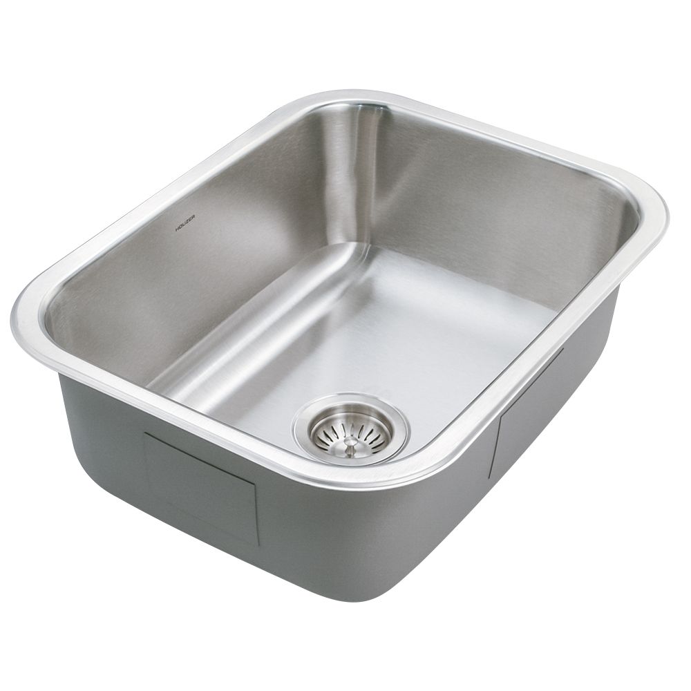 Houzer Elite 24" Stainless Steel Undermount Single Bowl Kitchen Sink with Strainer