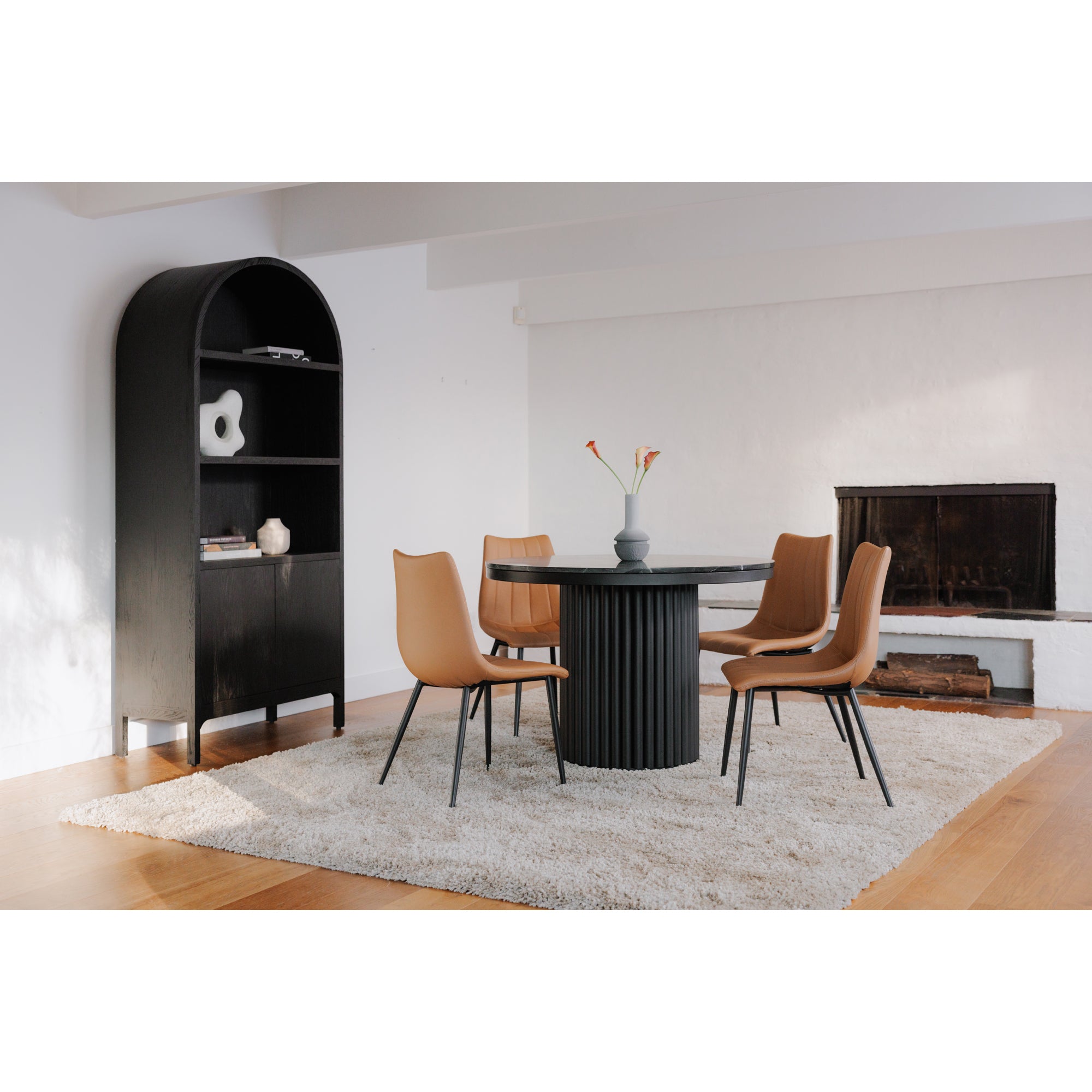 Moes Tower Dining Table Black Marble JD-1034-02-0