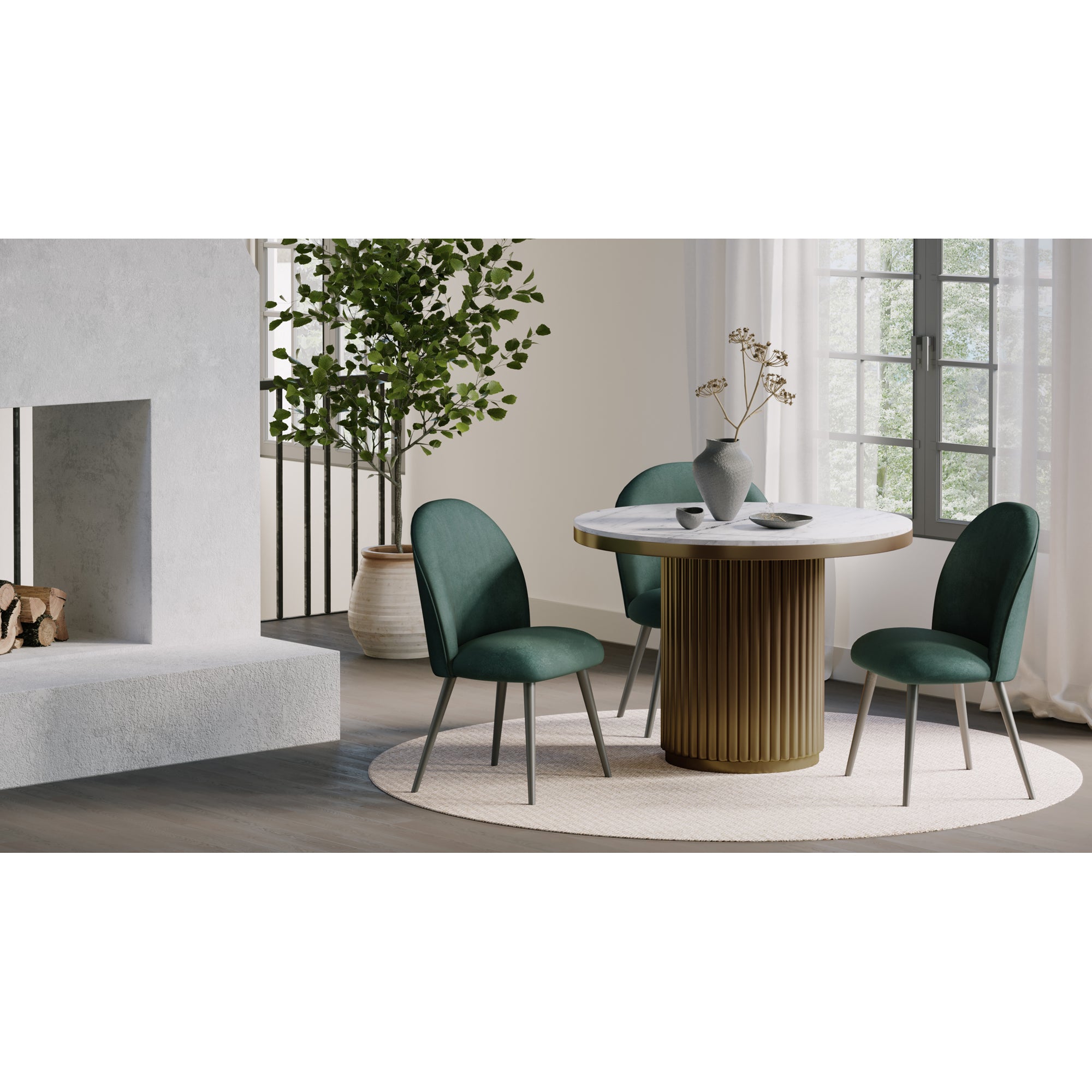Moes Tower Dining Table White Marble JD-1034-51-0