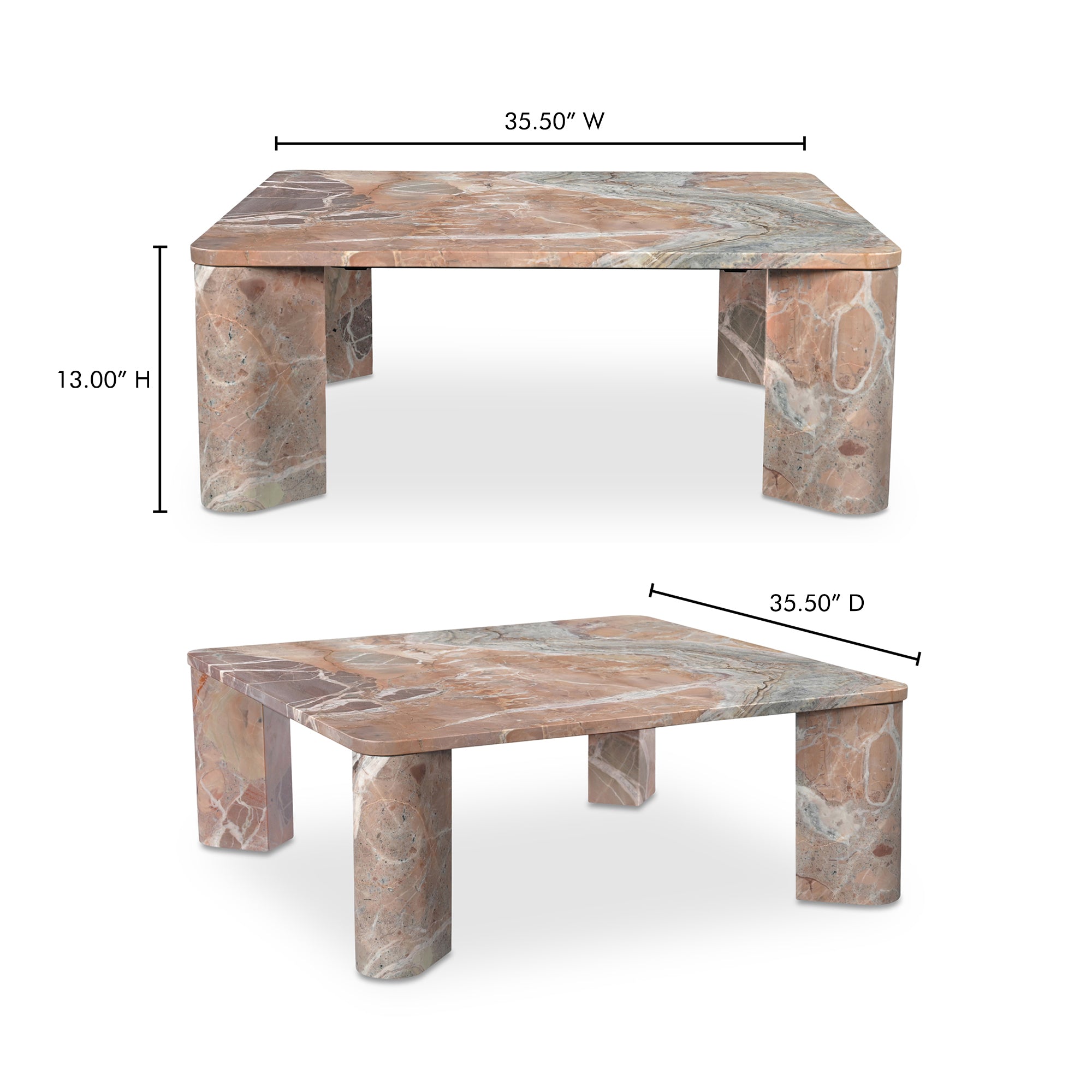 Moes Segment Coffee Table Orange Levante Marble JD-1048-12-0