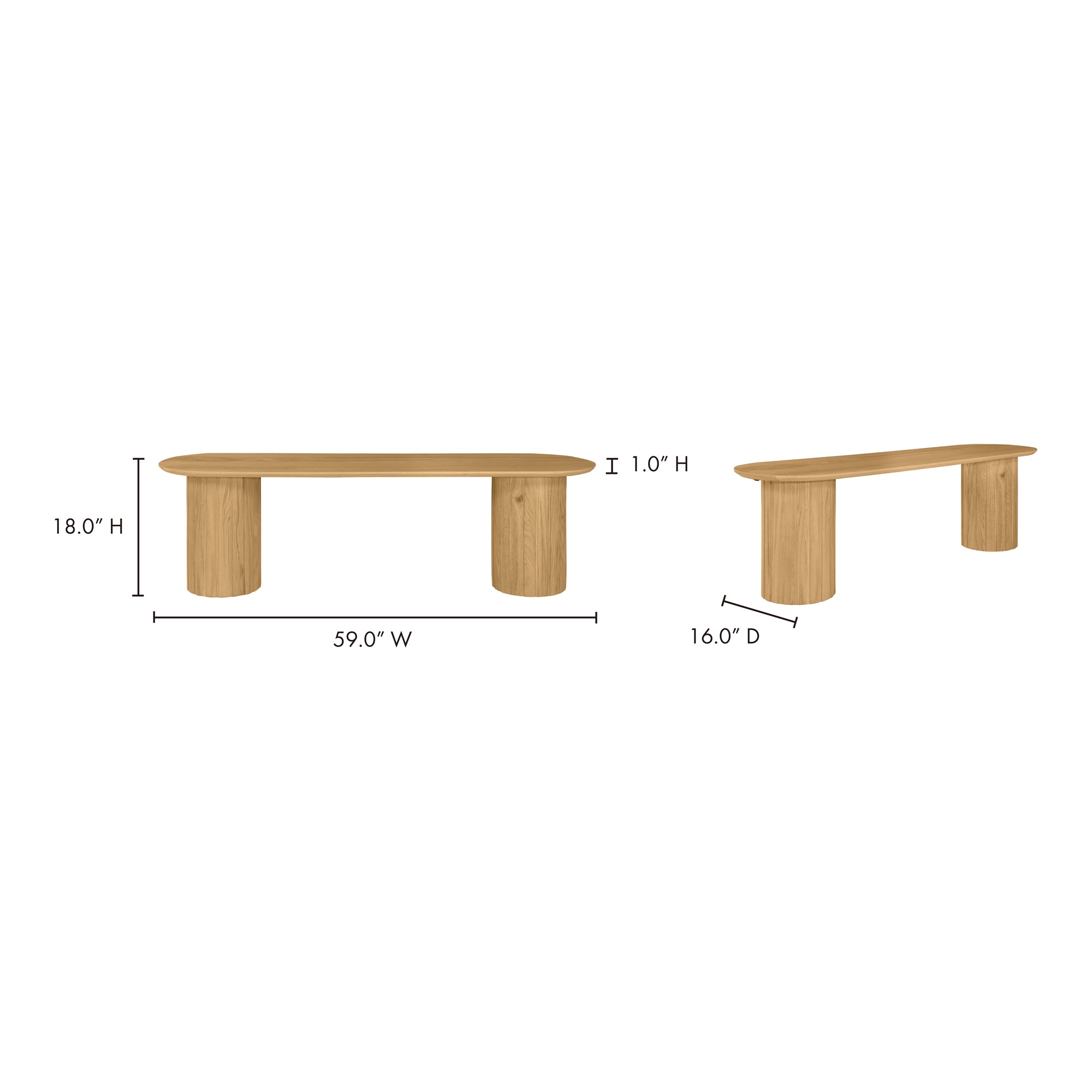 Moes Povera Dining Bench Natural Oak JD-1053-24-0