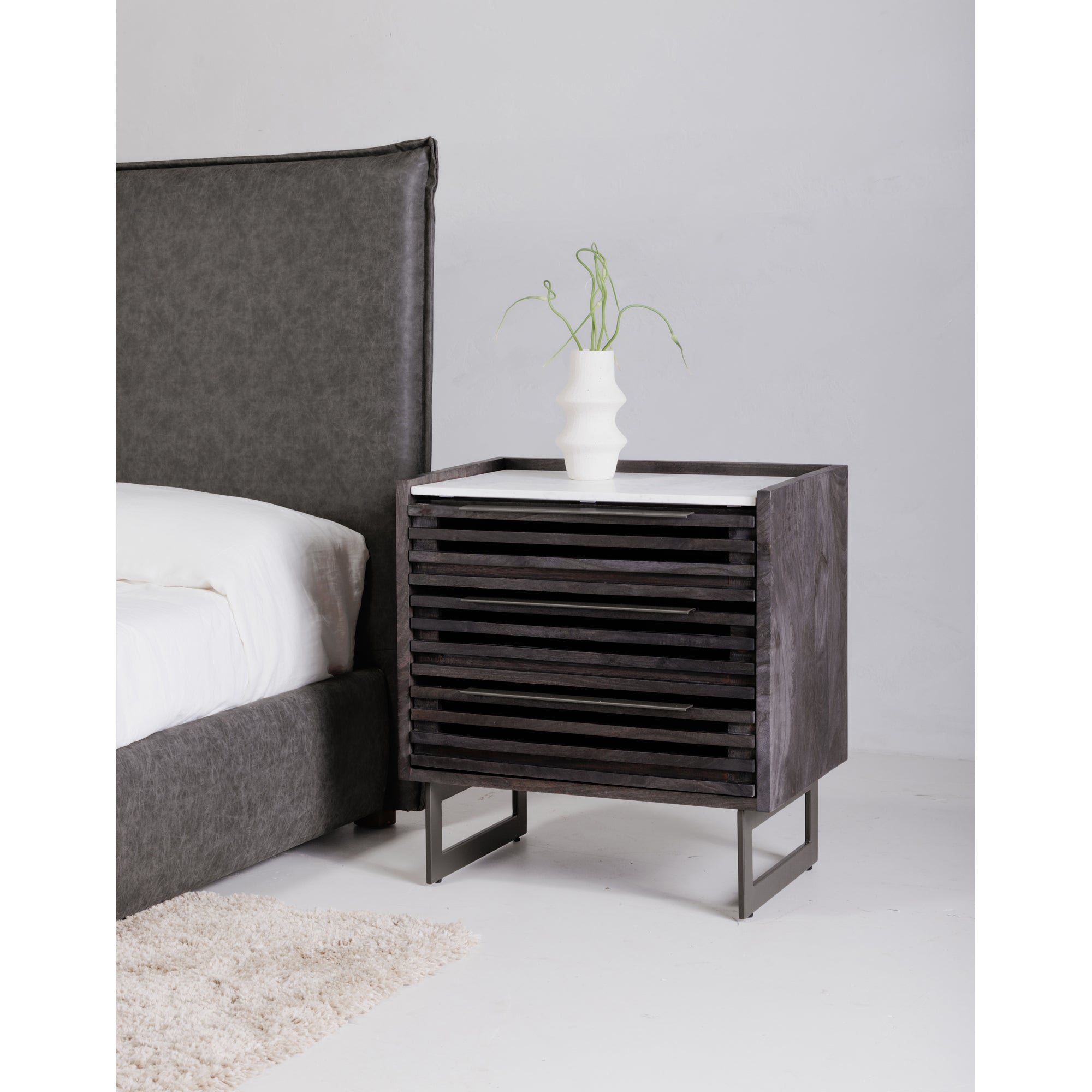 Moes Paloma 3 Drawer Nightstand Charcoal Grey JD-1058-07-0