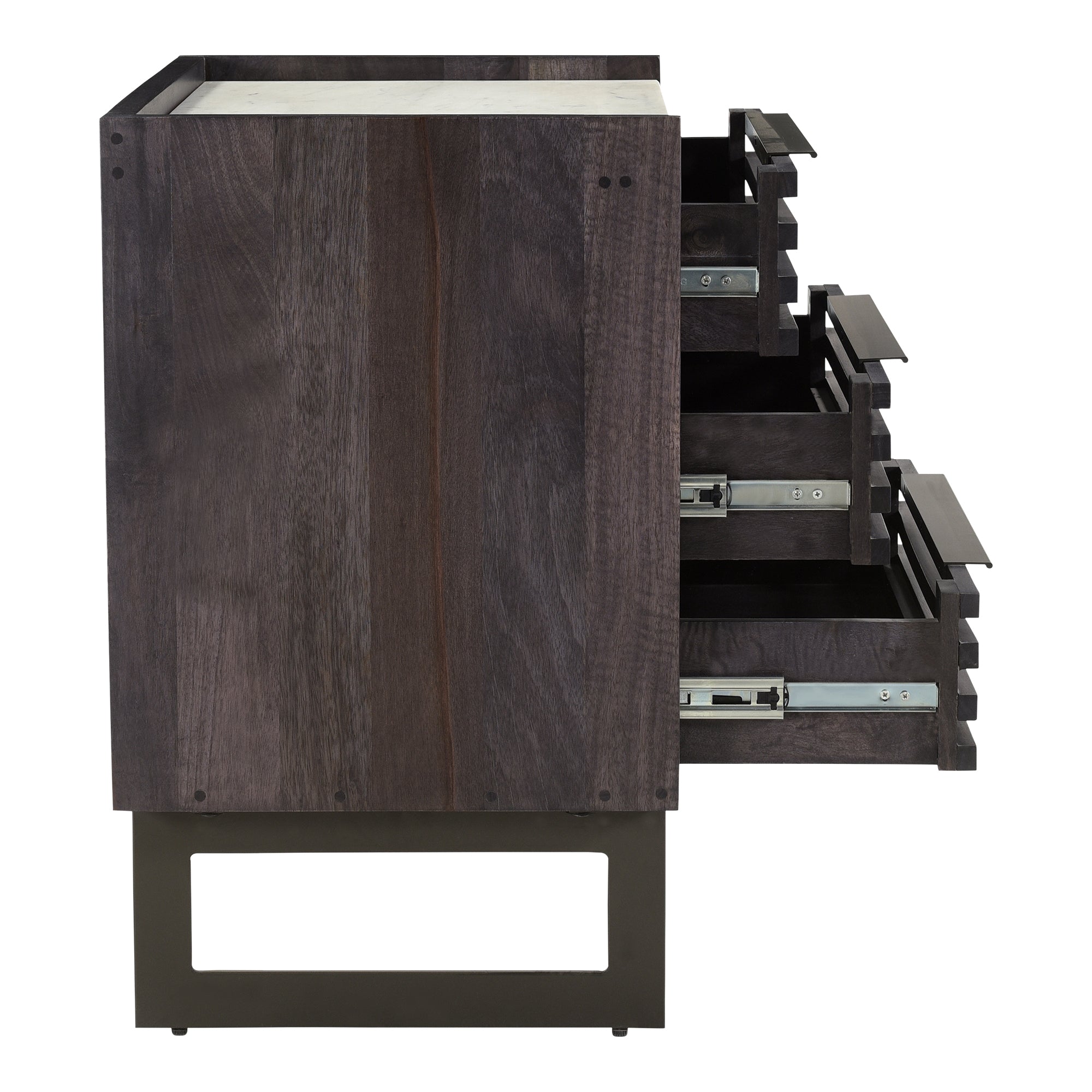 Moes Paloma 3 Drawer Nightstand Charcoal Grey JD-1058-07-0