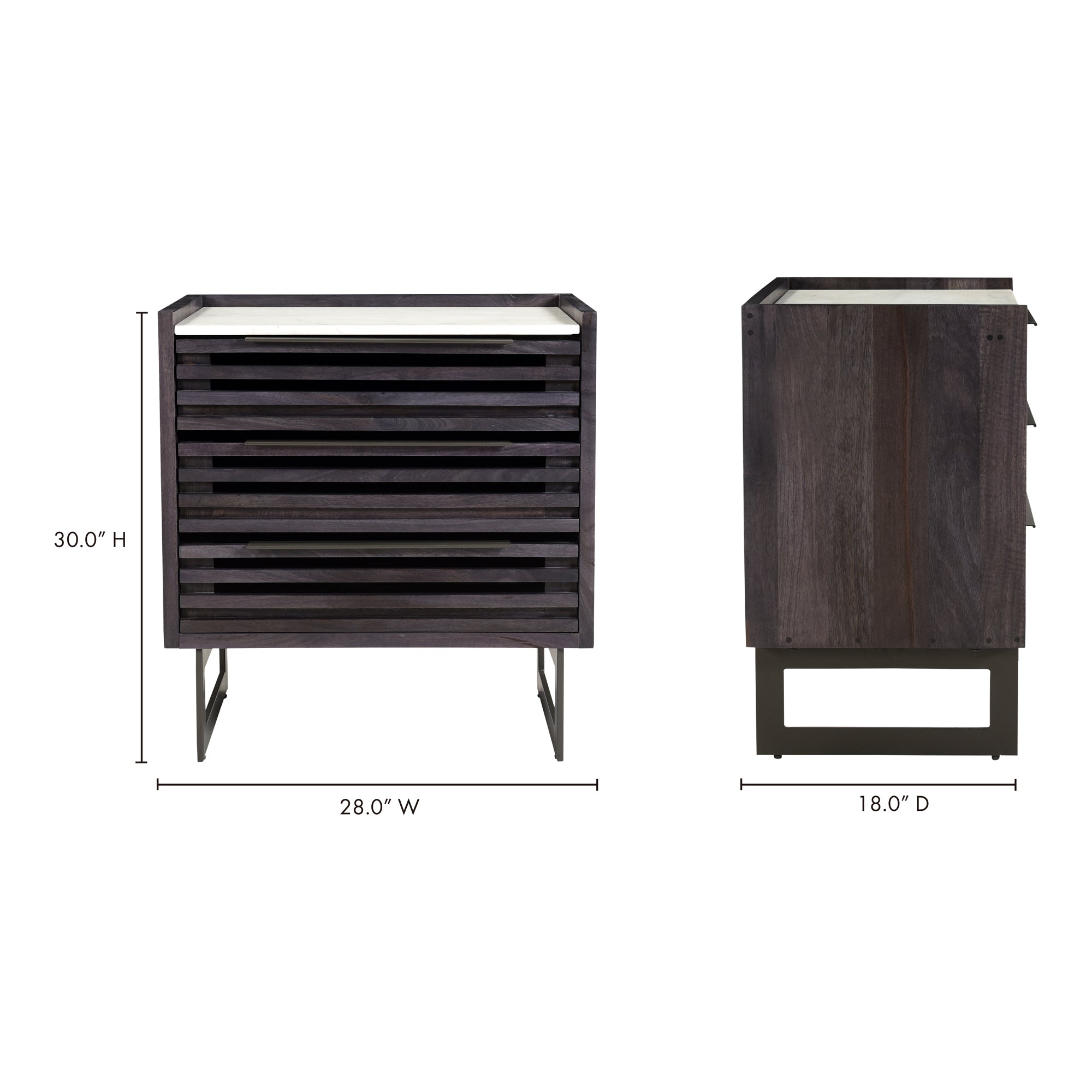 Moes Paloma 3 Drawer Nightstand Charcoal Grey JD-1058-07-0
