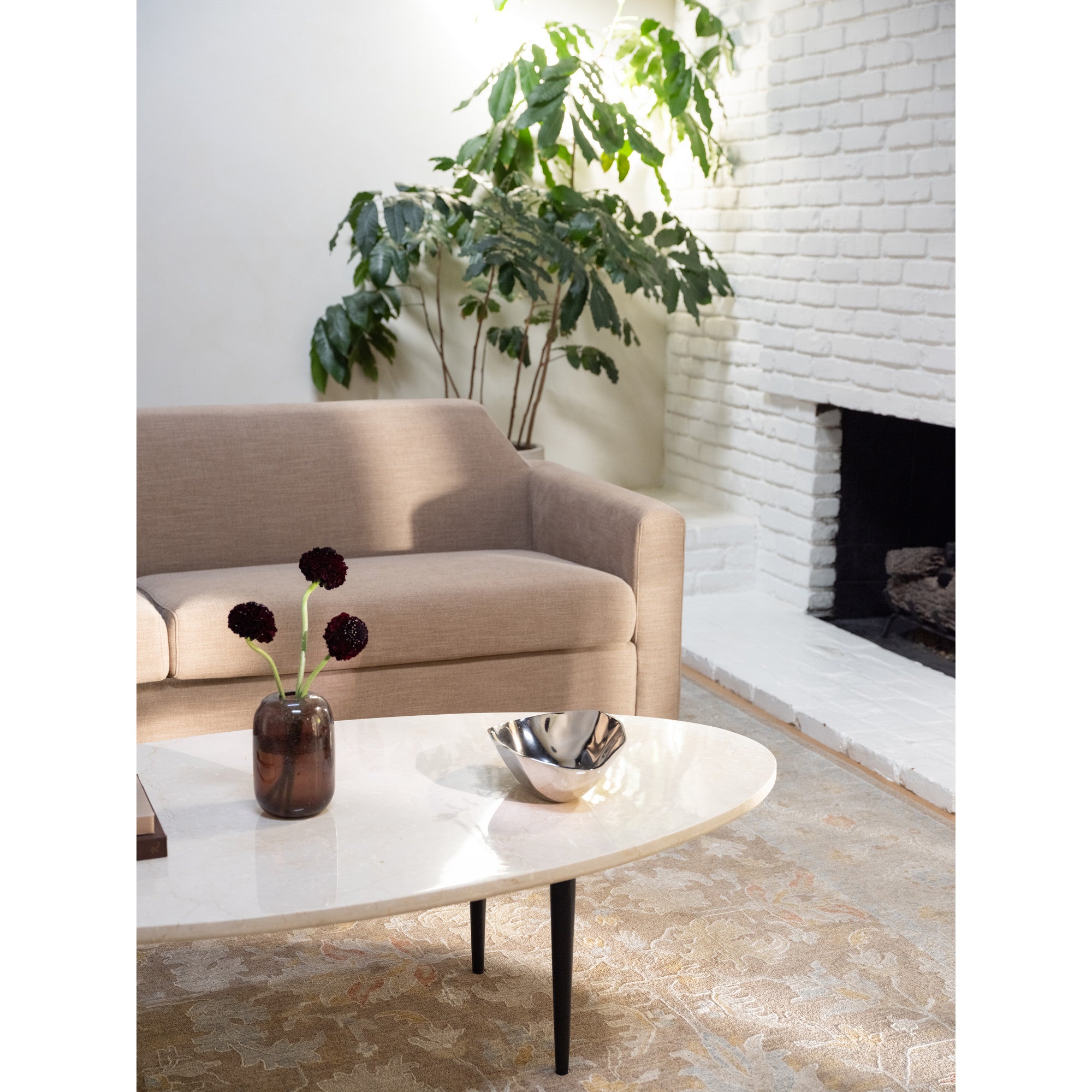 Moes Winona Coffee Table Botticino Beige Marble JD-1111-34-0