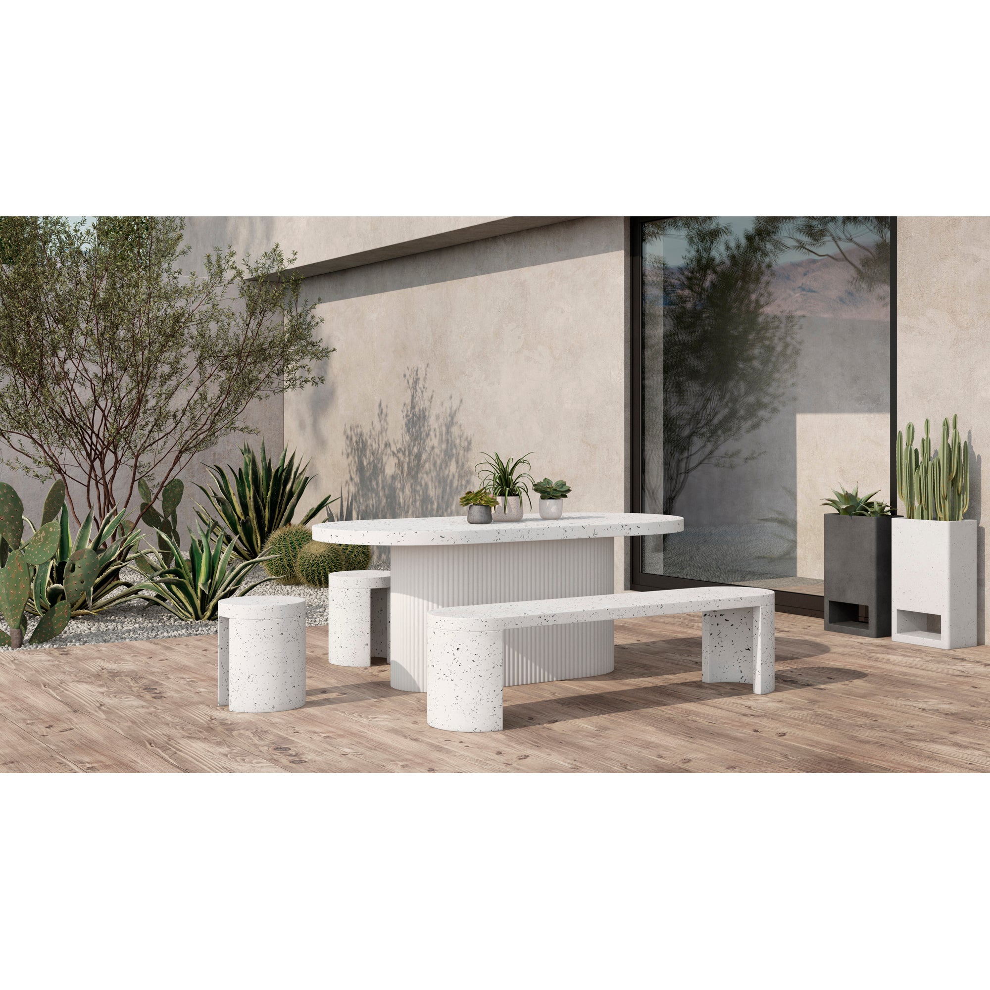 Moes Lyon Outdoor Dining Table White Terrazzo JK-1001-29-0