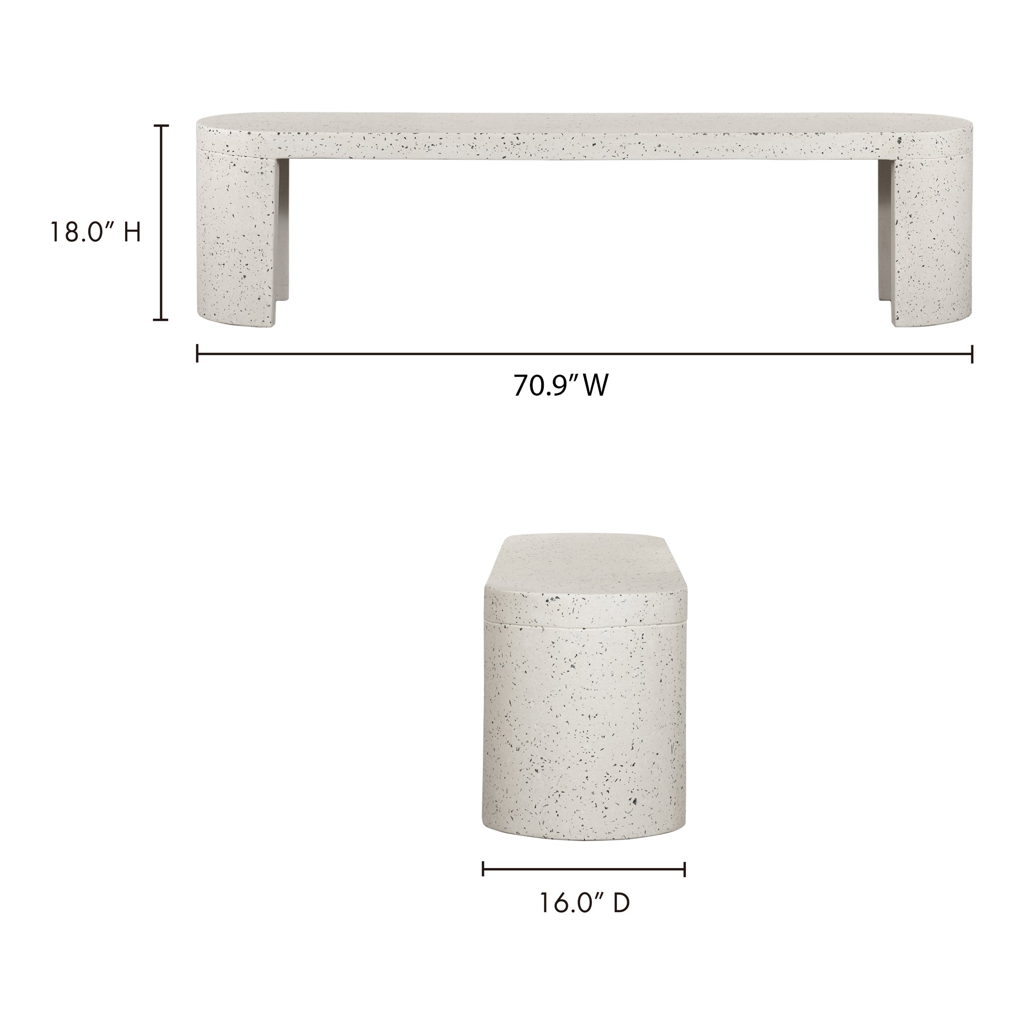 Moes Lyon Outdoor Bench White Terrazzo JK-1002-29