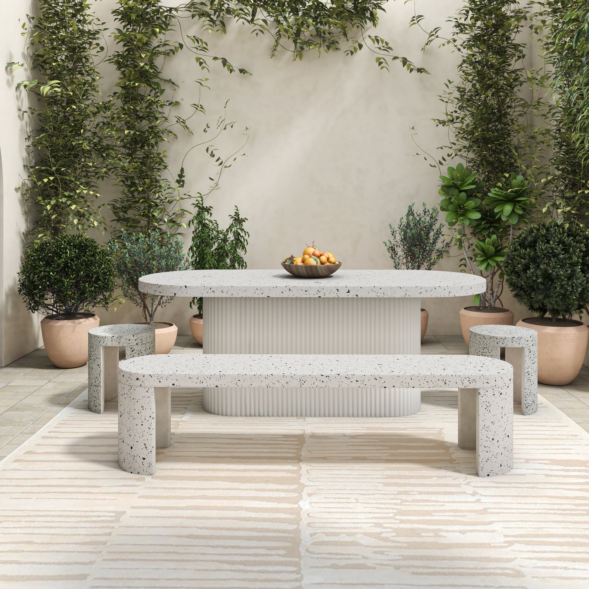 Moes Lyon Outdoor Stool White Terrazzo JK-1003-29