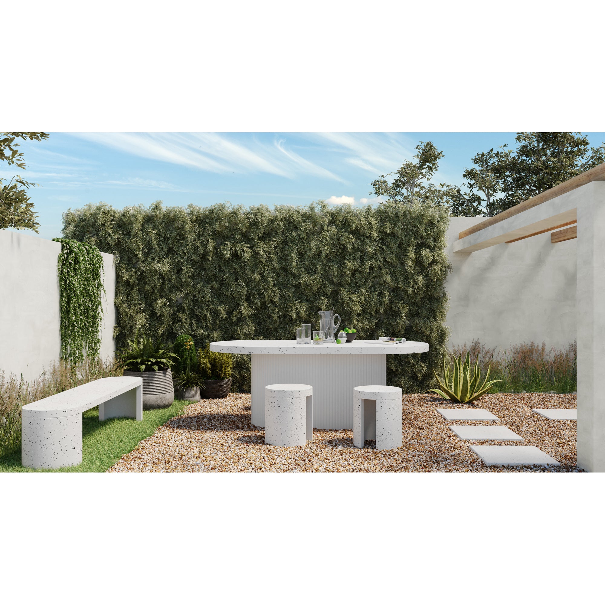Moes Lyon Outdoor Stool White Terrazzo JK-1003-29