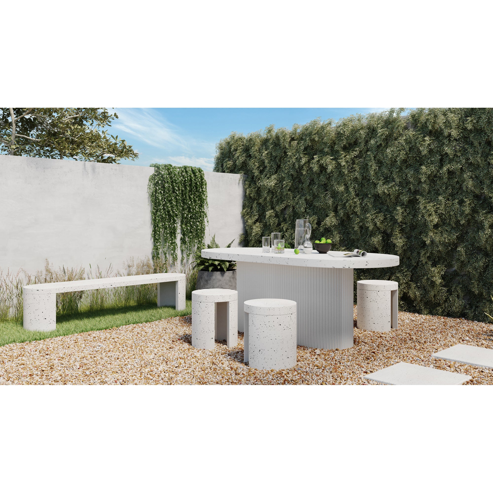 Moes Lyon Outdoor Stool White Terrazzo JK-1003-29