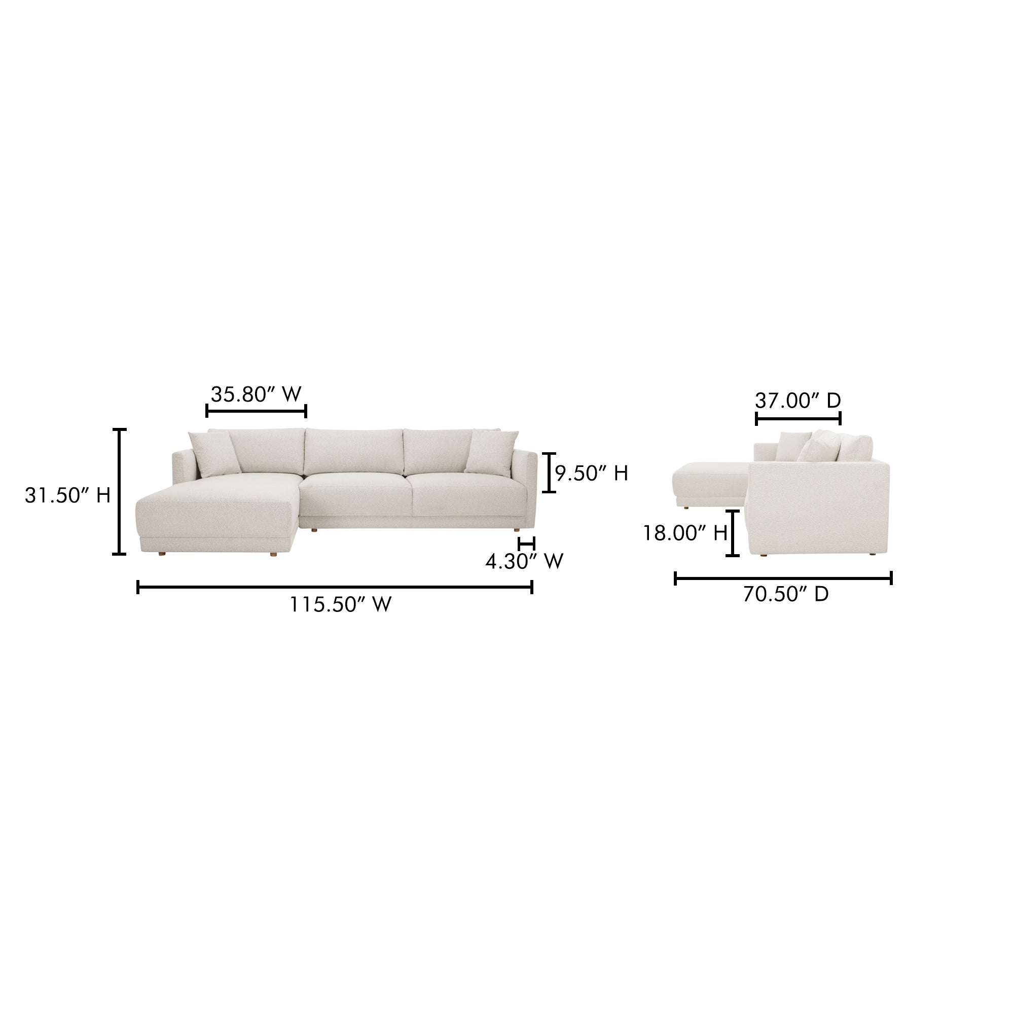 Moes Bryn Sectional Left Oyster JM-1027-05-L-0