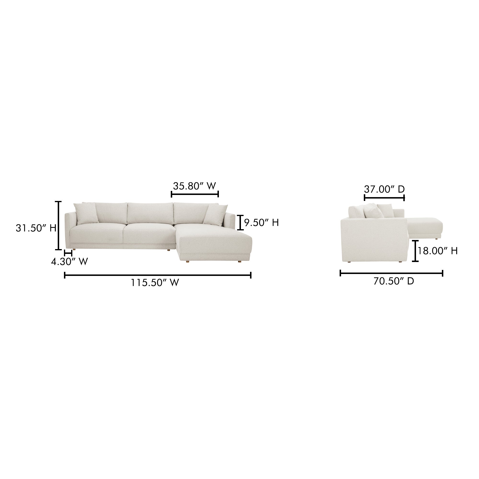 Moes Bryn Sectional Right Oyster JM-1027-05-R-0