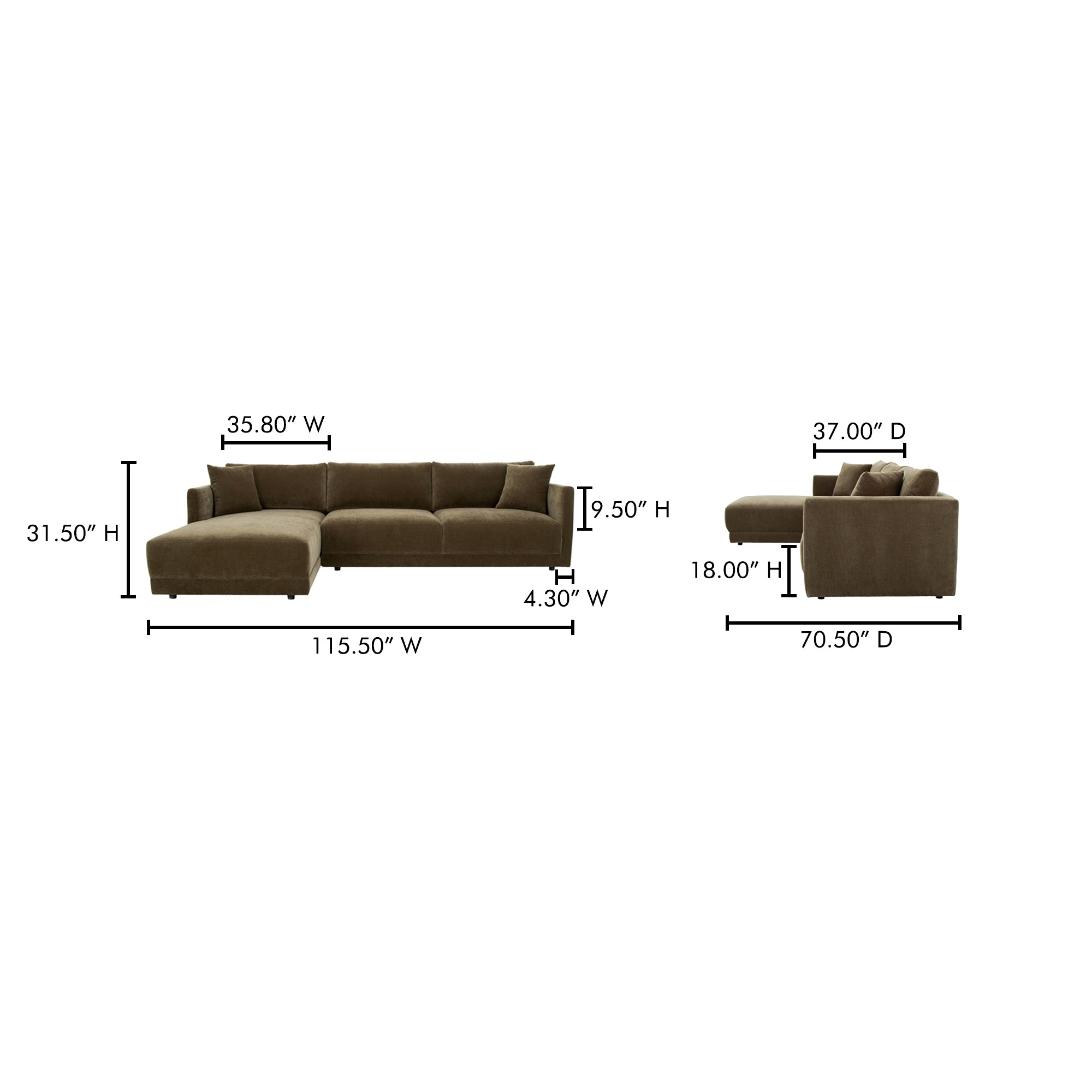 Moes Bryn Sectional Left Heritage Cedar Green JM-1027-27-L-0