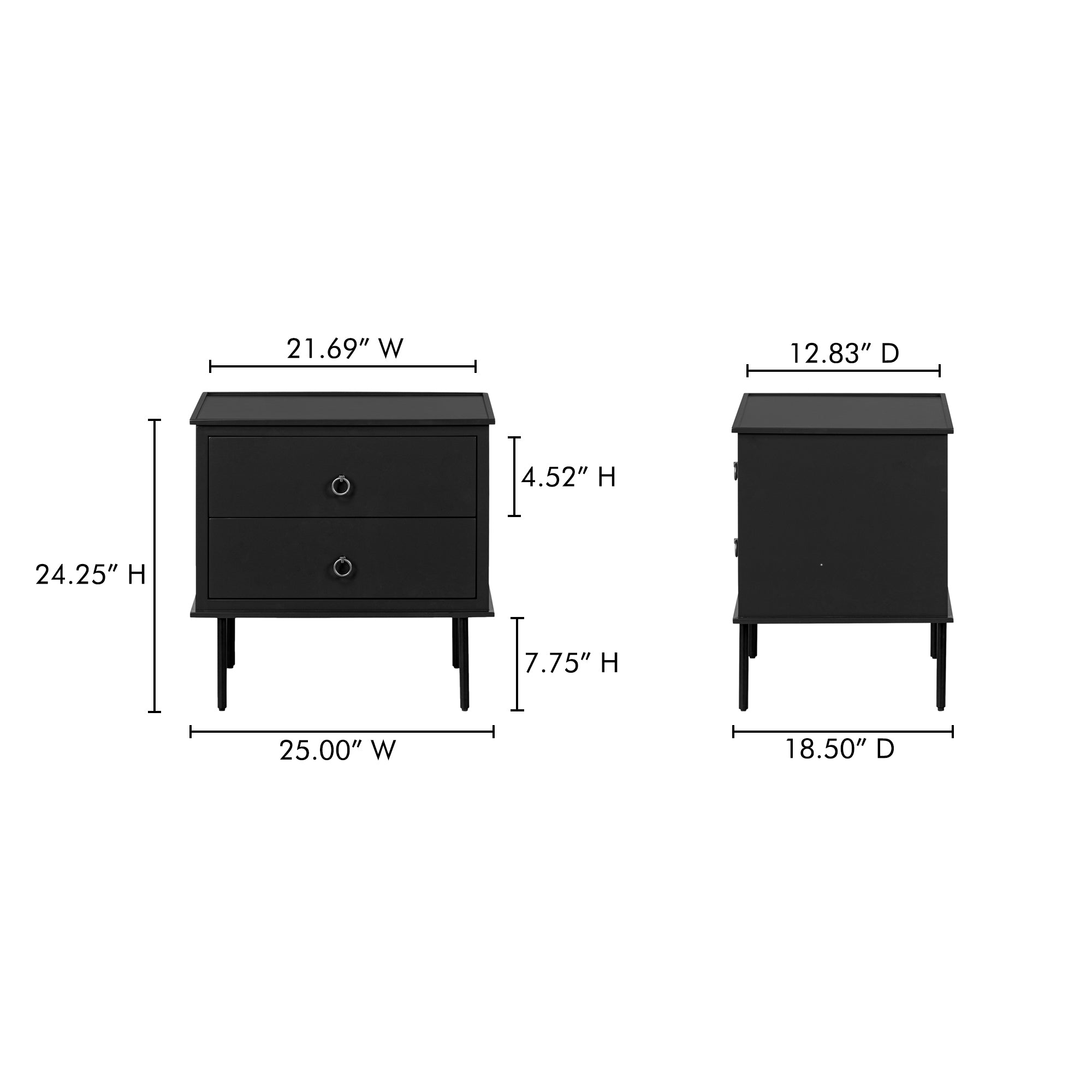 Moes Reagan Nightstand Black JU-1006-02