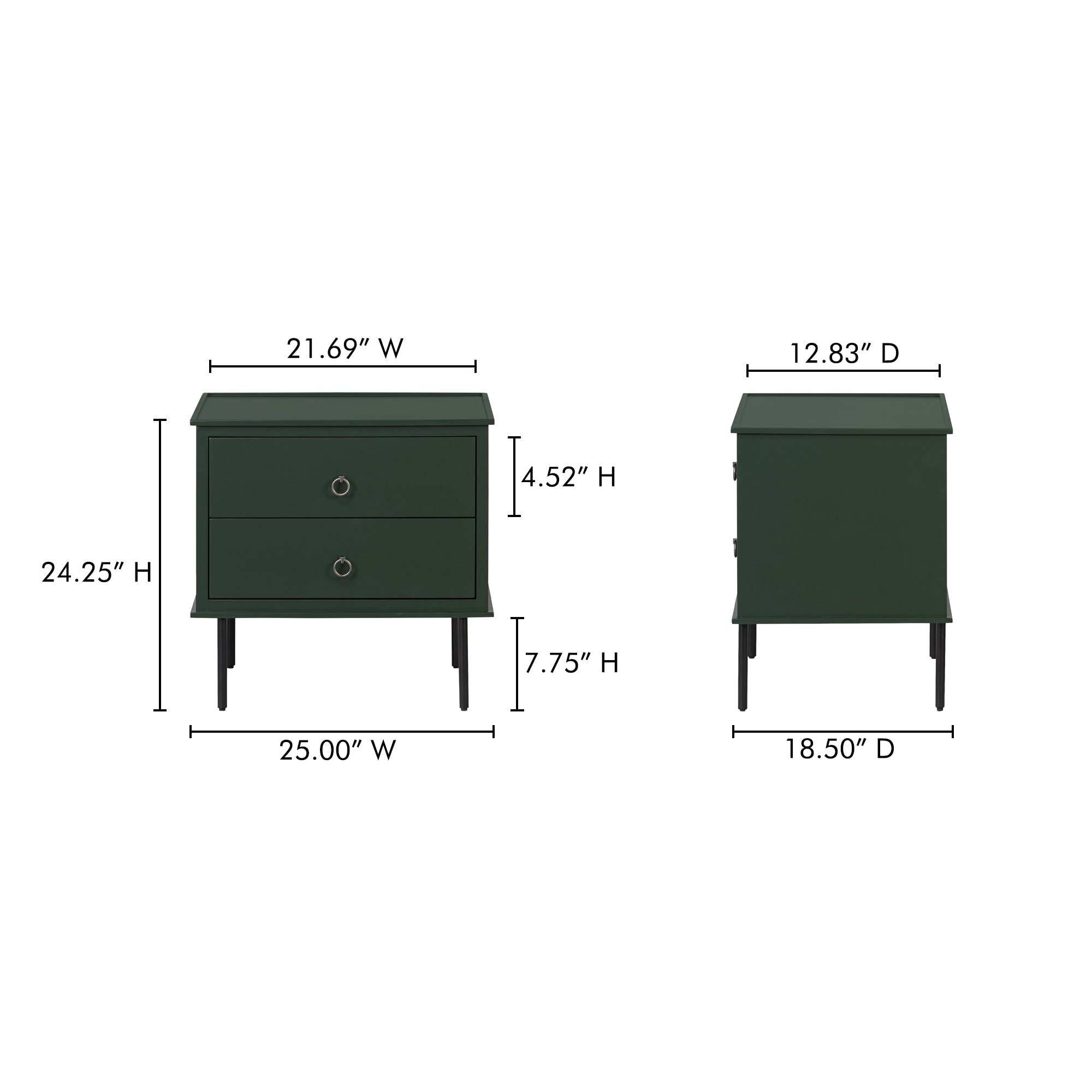 Moes Reagan Nightstand Deep Green JU-1006-27
