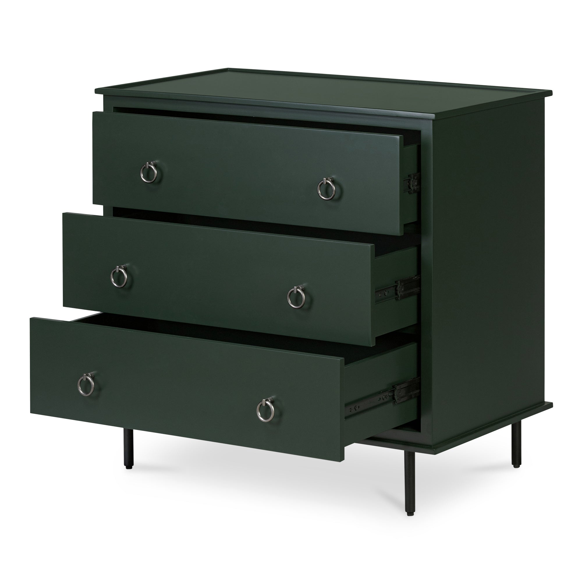 Moes Reagan 3 Drawer Nightstand Deep Green JU-1007-27