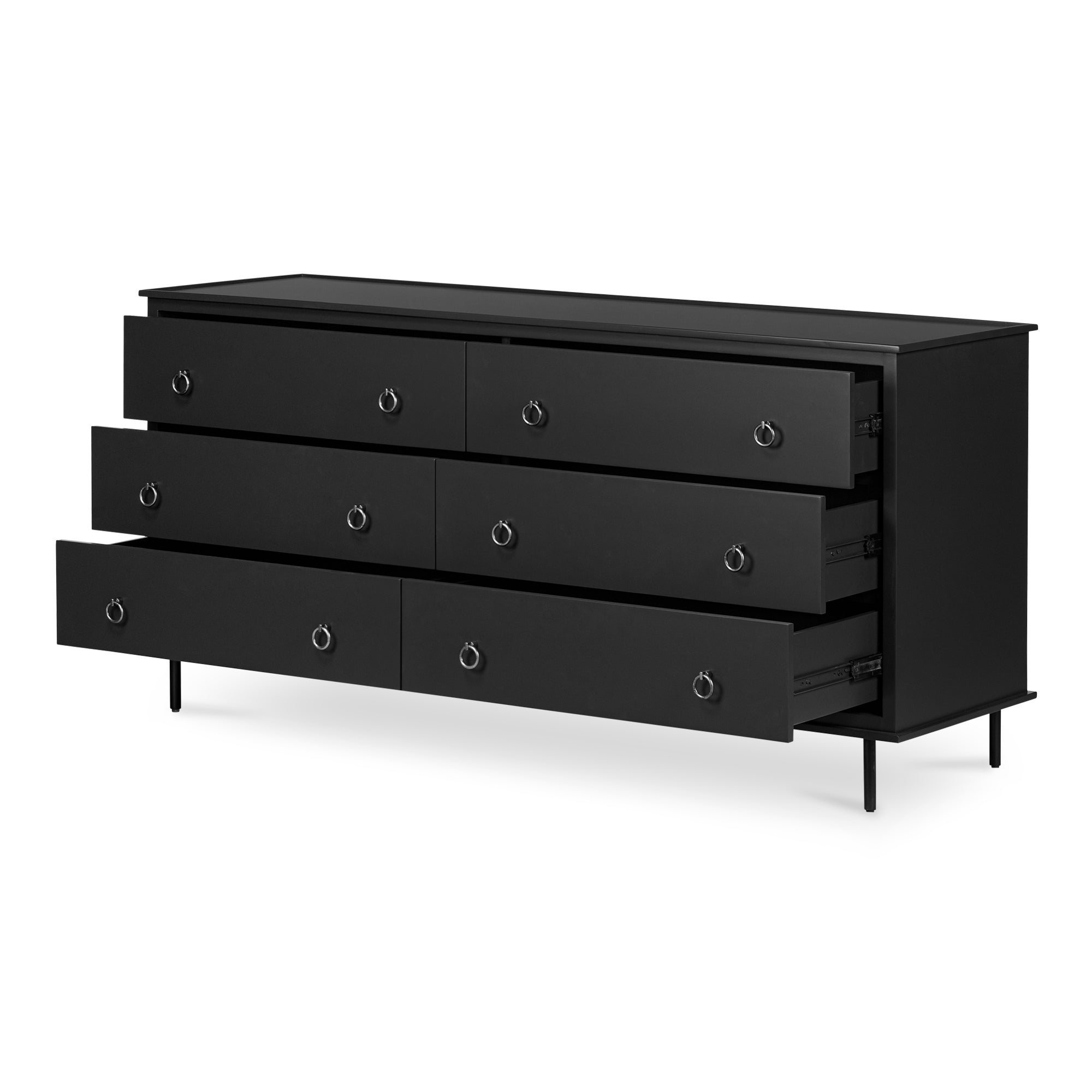 Moes Reagan 6 Drawer Dresser Black JU-1008-02