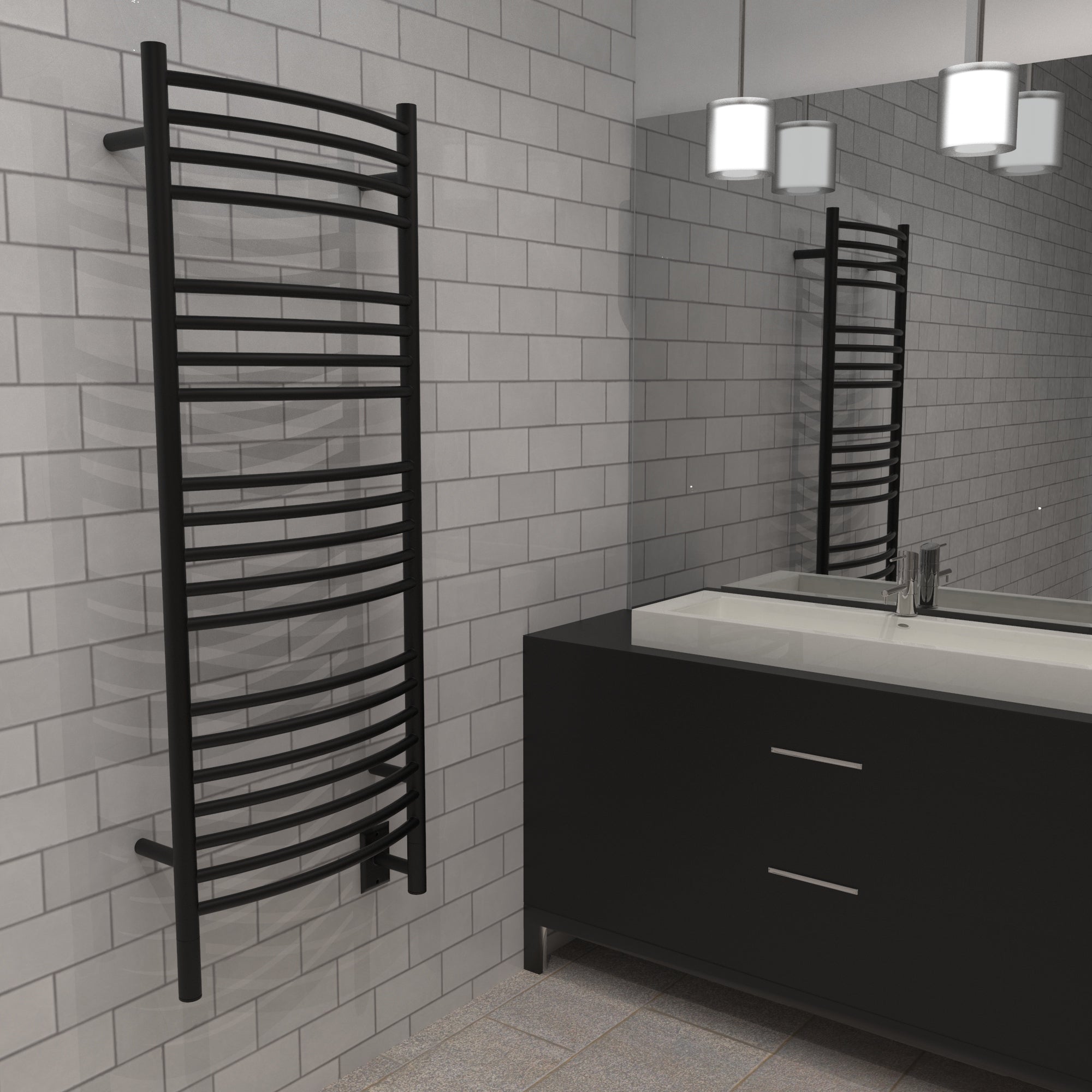 Amba Jeeves Model D Curved 20 Bar Hardwired Towel Warmer