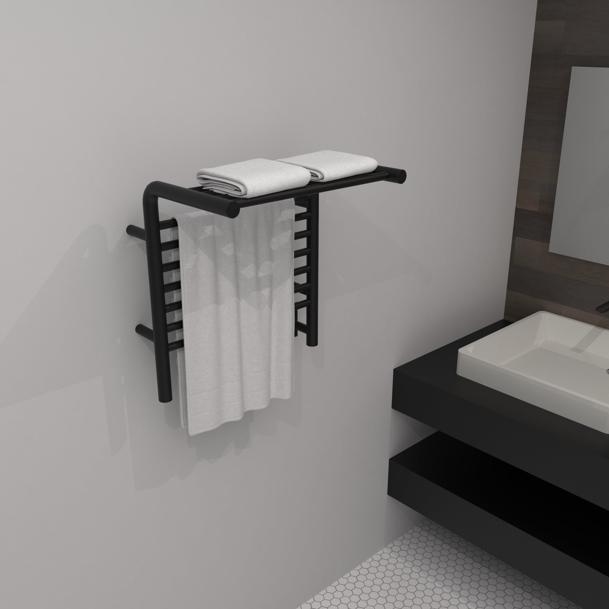 Amba Jeeves Model M Shelf 11 Bar Hardwired Towel Warmer
