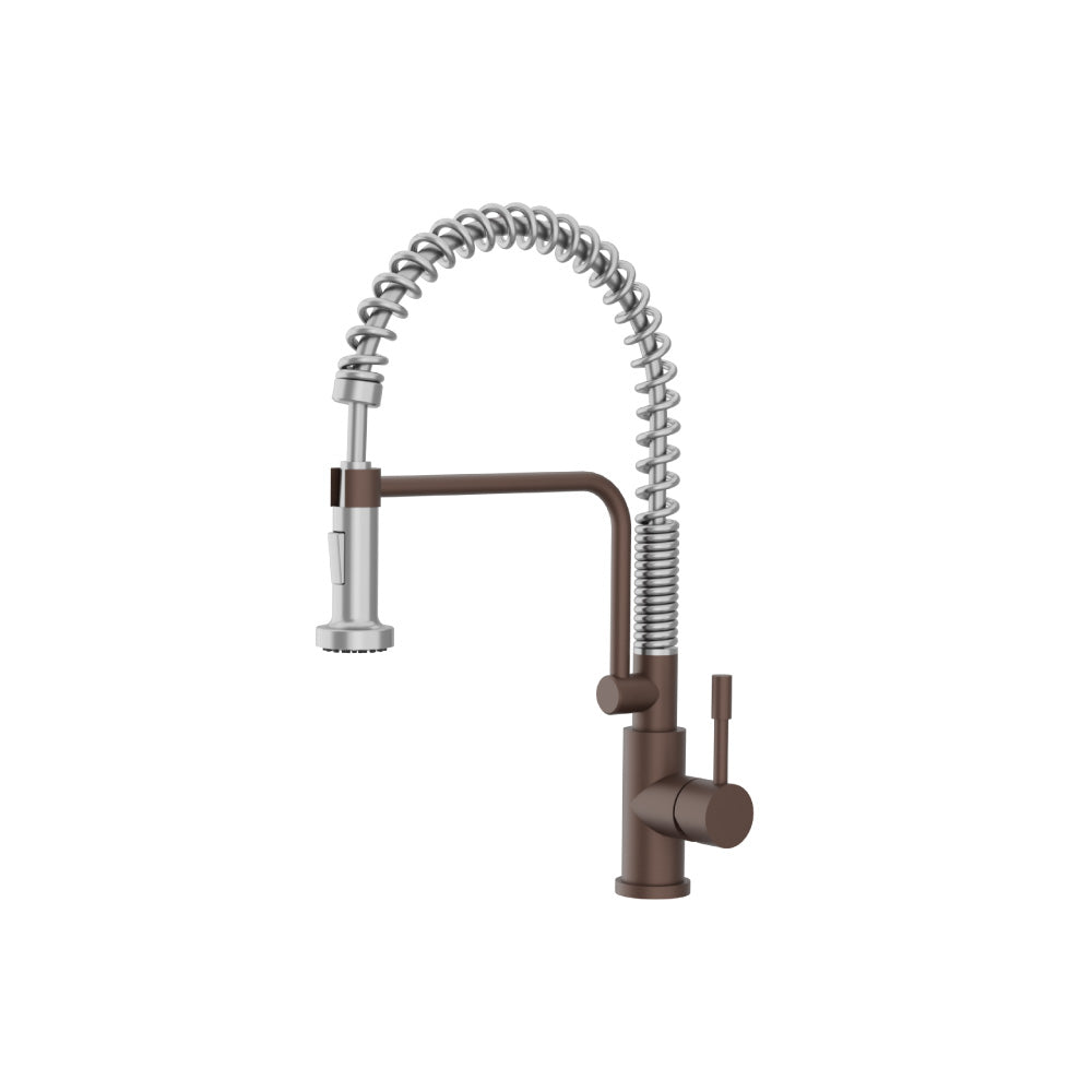 Flusso K.1200 Caso - Semi-Professional Dual Spray Stainless Steel Kitchen Faucet With Pull Out