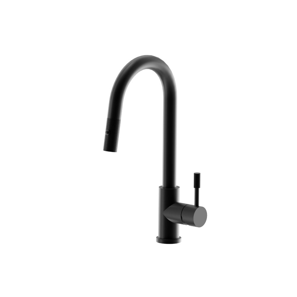 Flusso K.1390 Vasco - Dual Spray Stainless Steel Kitchen Faucet With Pull Out & Knurling