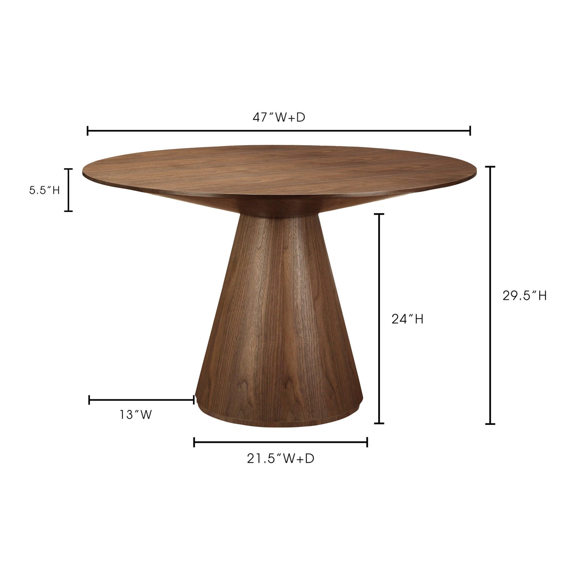 Moes Otago 47In Round Dining Table Walnut KC-1028-03-0