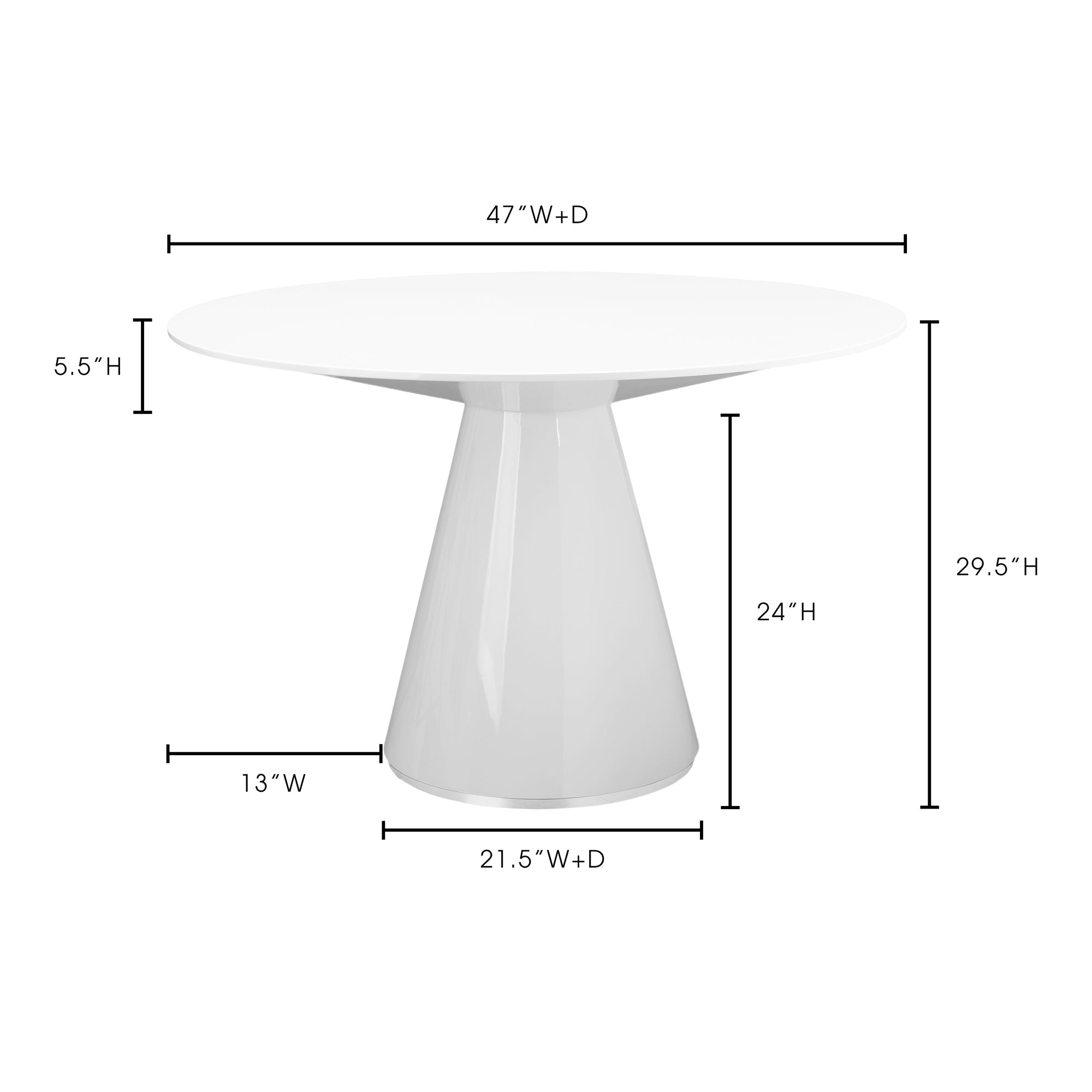 Moes Otago 47In Round Dining Table White KC-1028-18-0