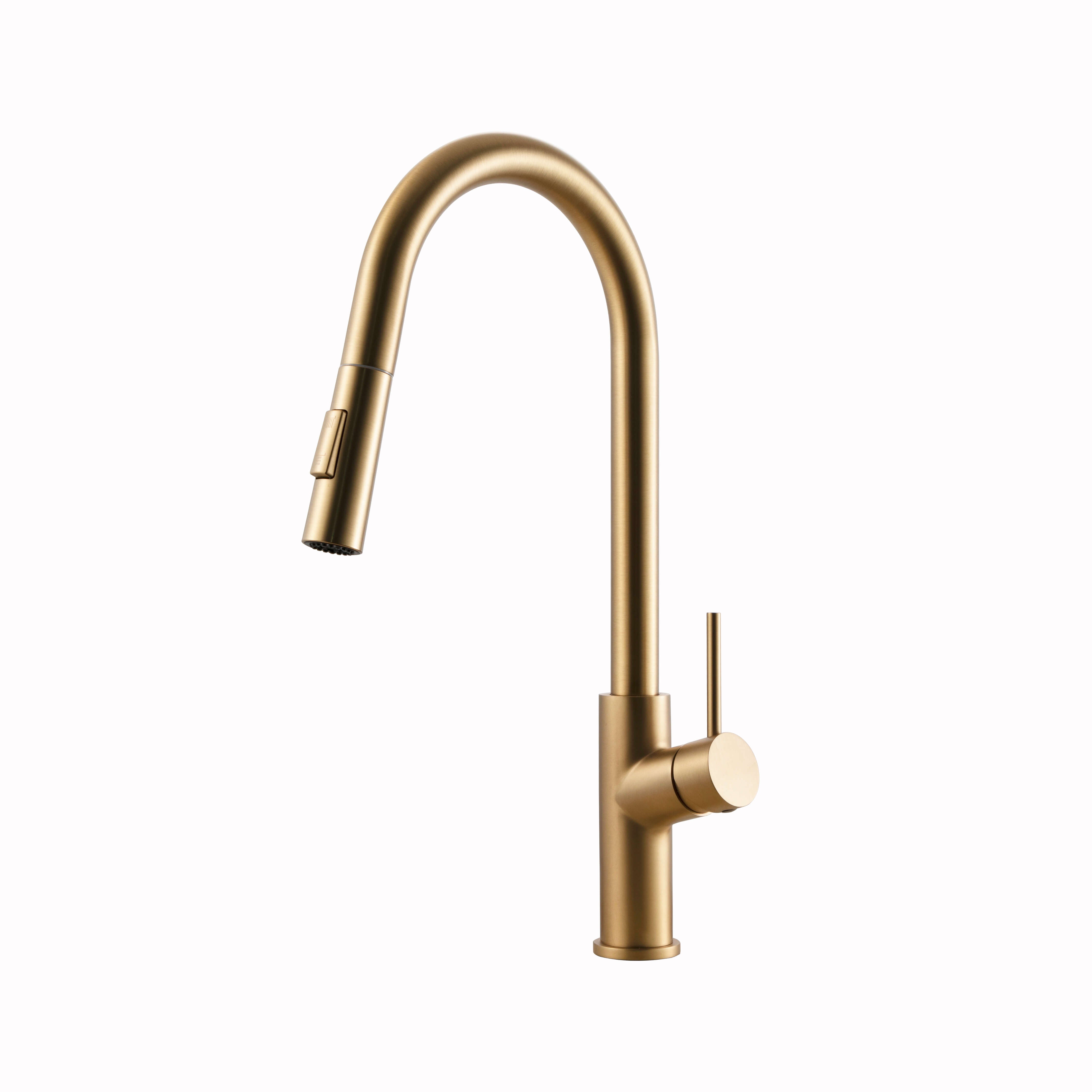 Stainless Steel Single Hole Kitchen Sink Faucet with Pull Down Sprayer