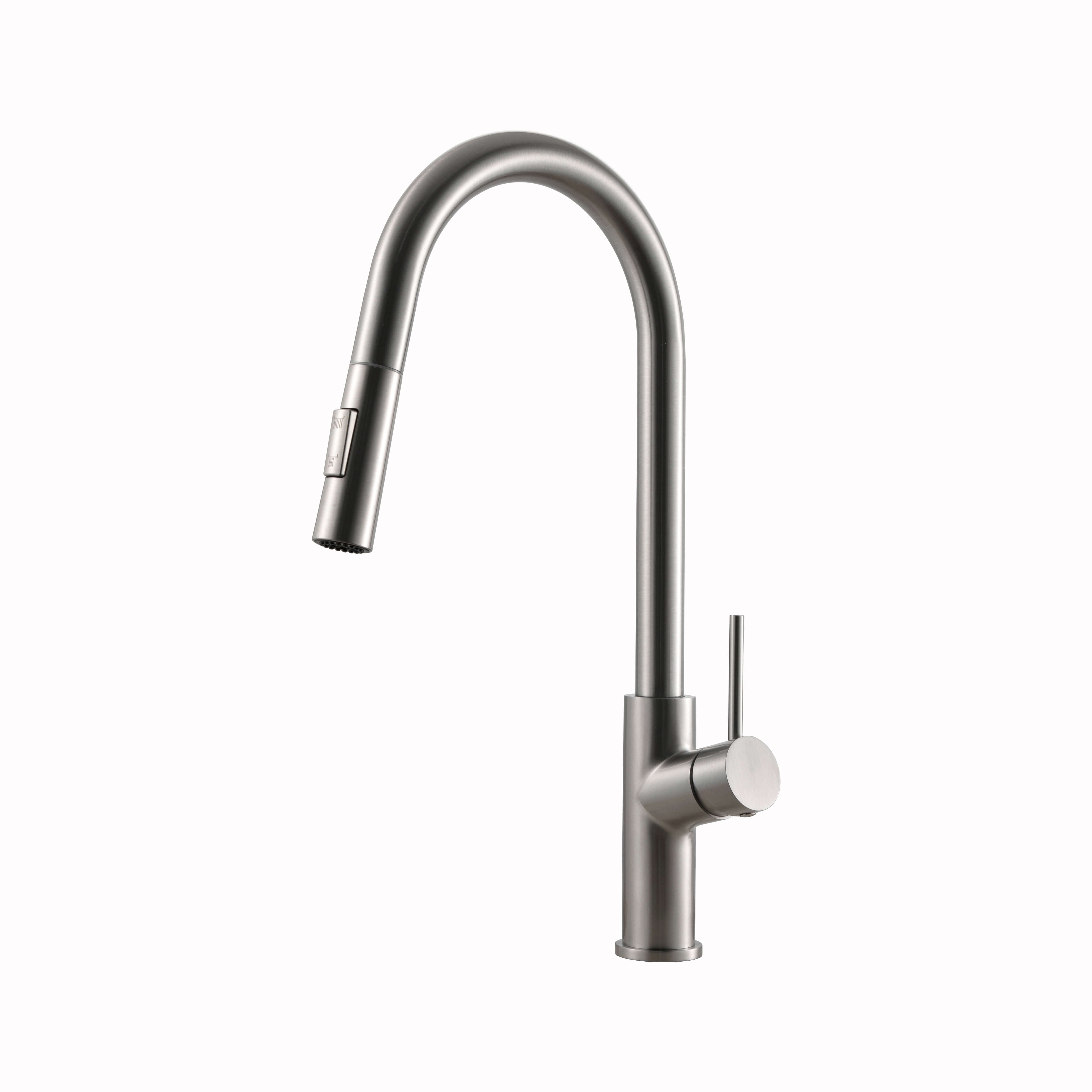 Stainless Steel Single Hole Kitchen Sink Faucet with Pull Down Sprayer