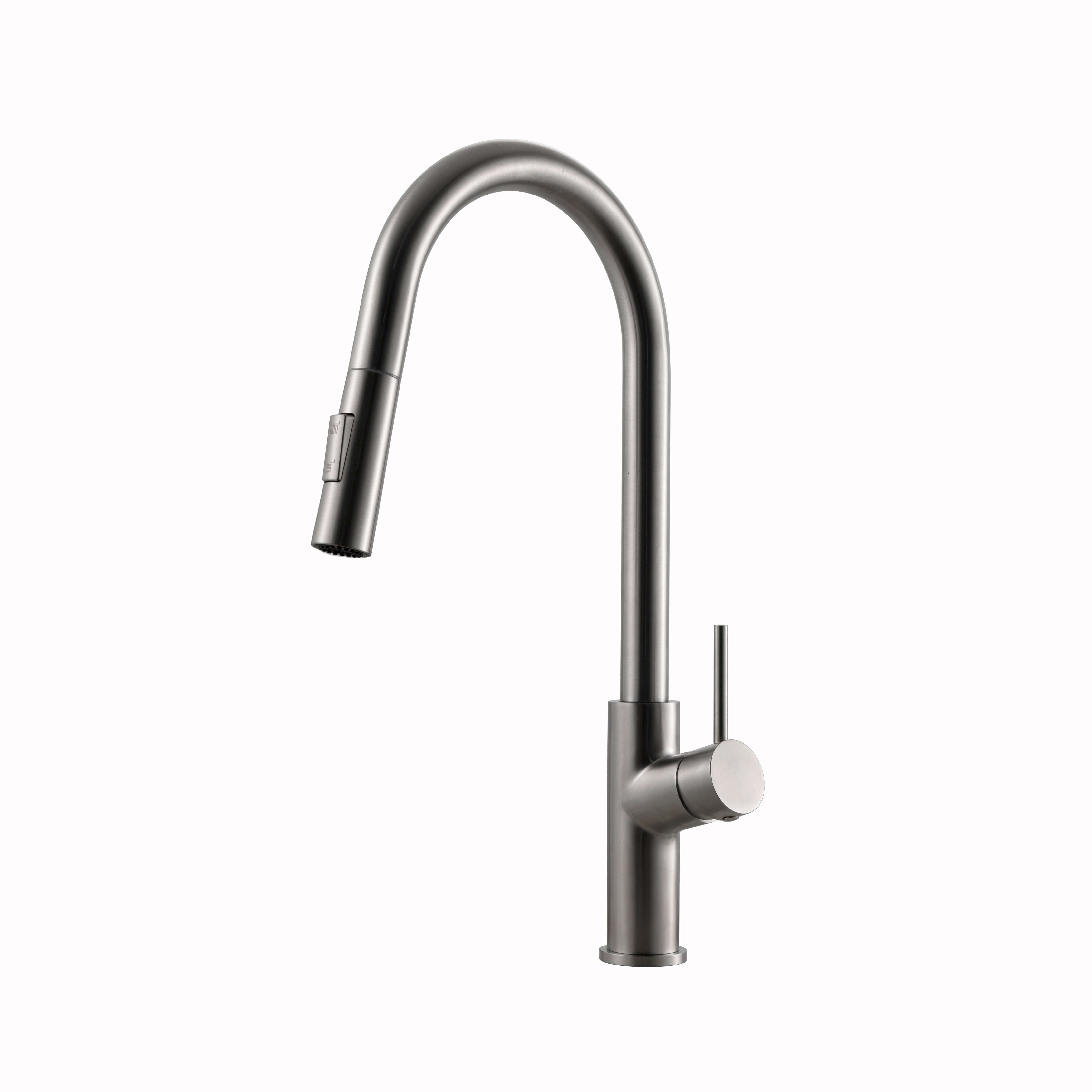 Stainless Steel Single Hole Kitchen Sink Faucet with Pull Down Sprayer