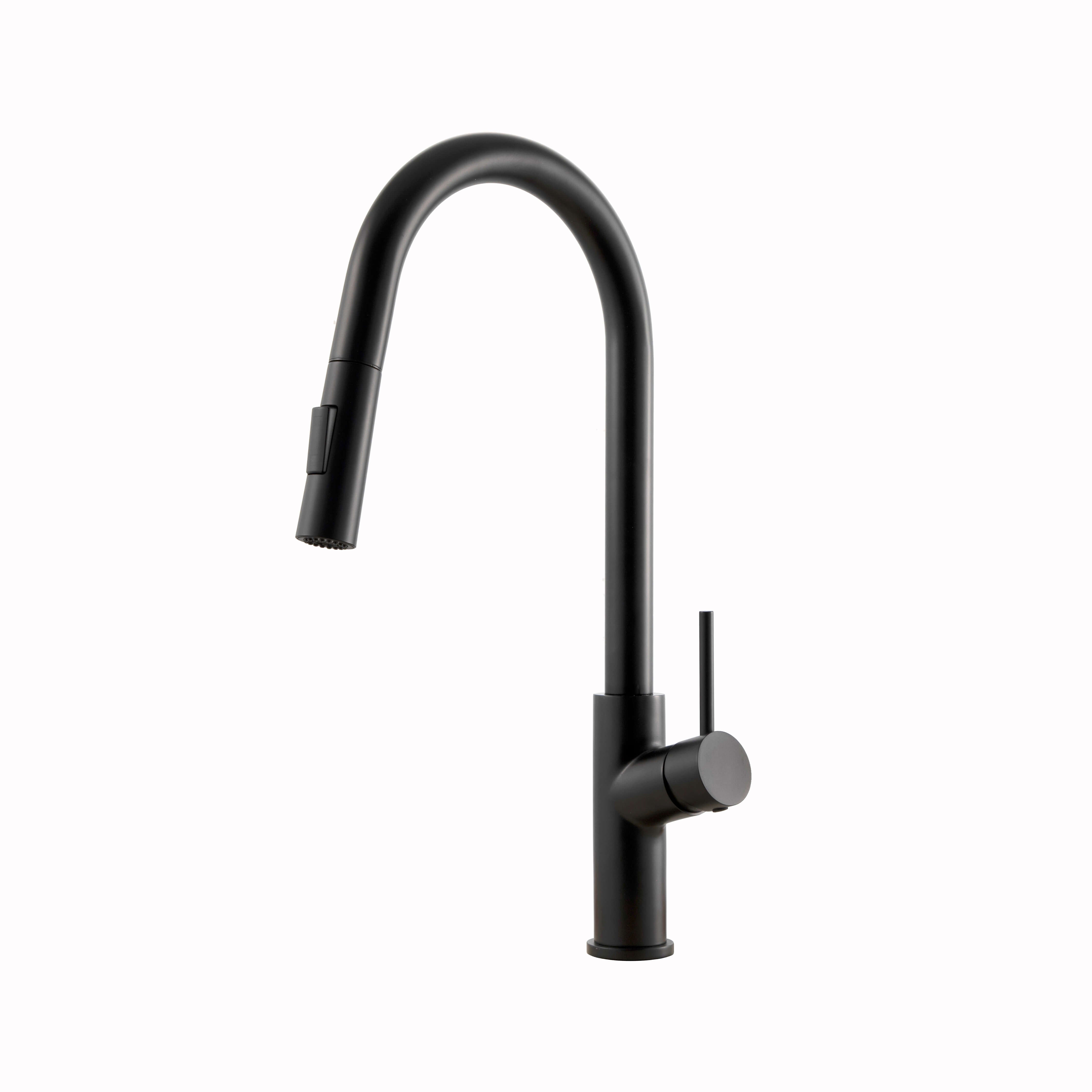 Stainless Steel Single Hole Kitchen Sink Faucet with Pull Down Sprayer