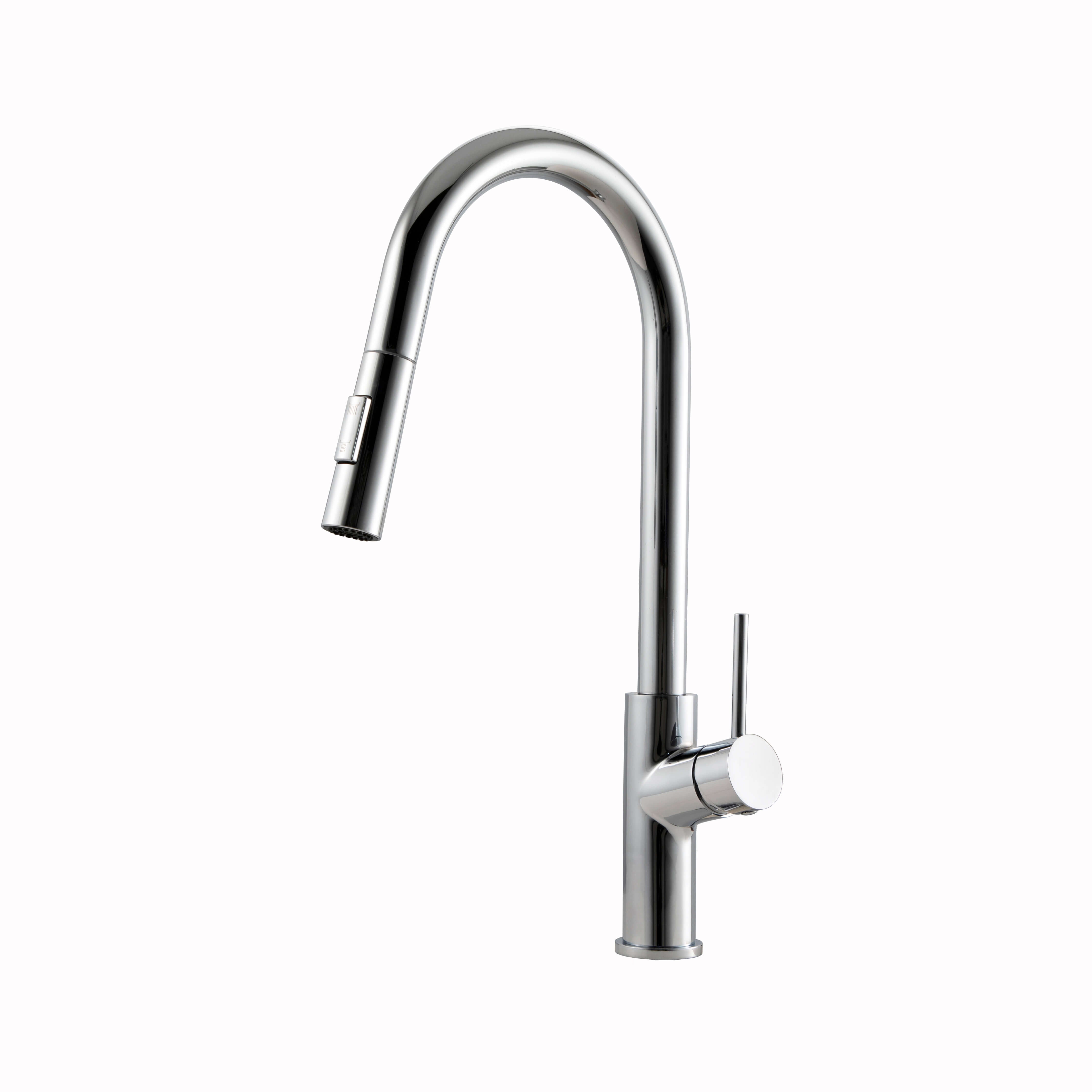 Stainless Steel Single Hole Kitchen Sink Faucet with Pull Down Sprayer