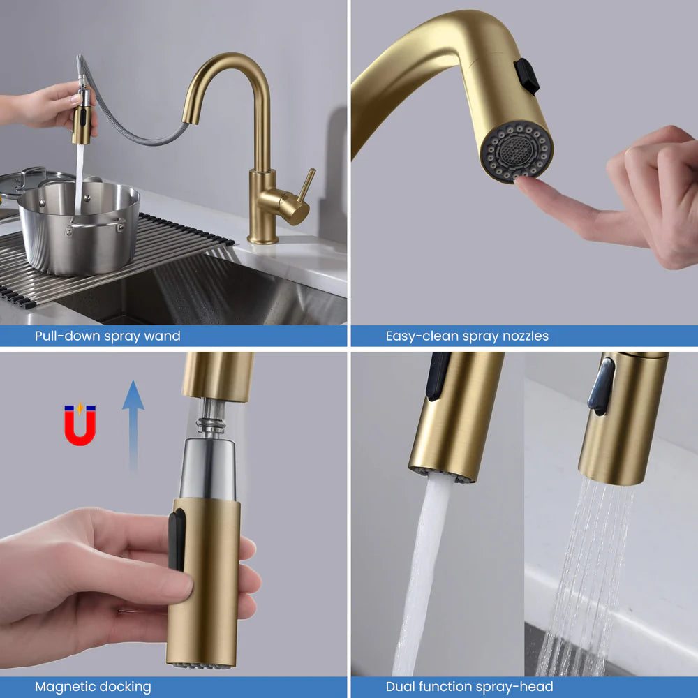 Halo Single Handle Pull Down Kitchen & Bar Sink Faucet
