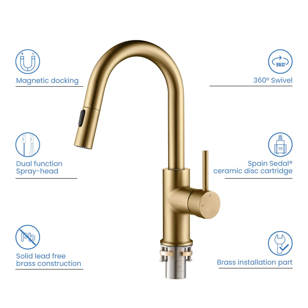 Halo Single Handle Pull Down Kitchen & Bar Sink Faucet