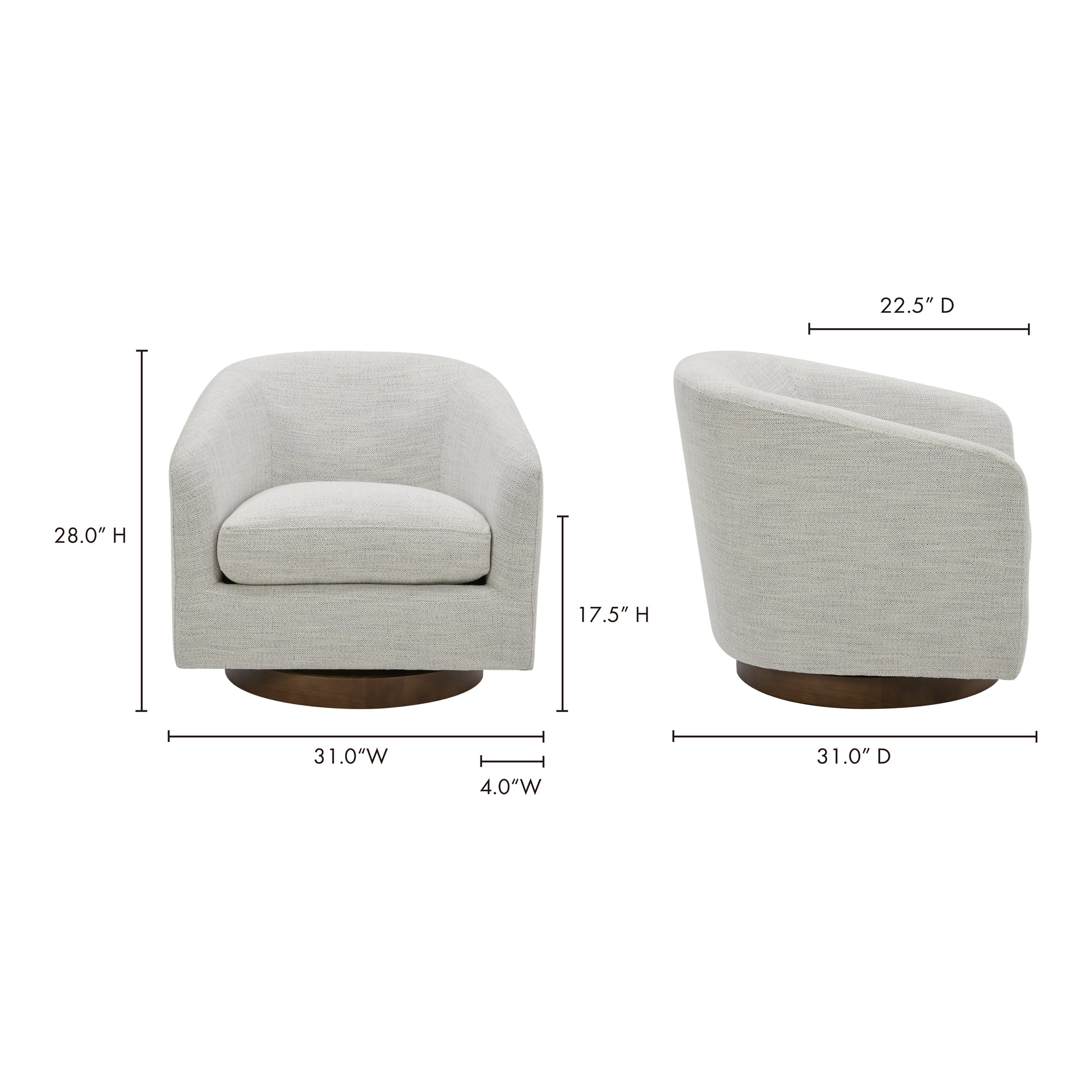 Moes Oscy Swivel Chair Splashed White KQ-1015-05-USA