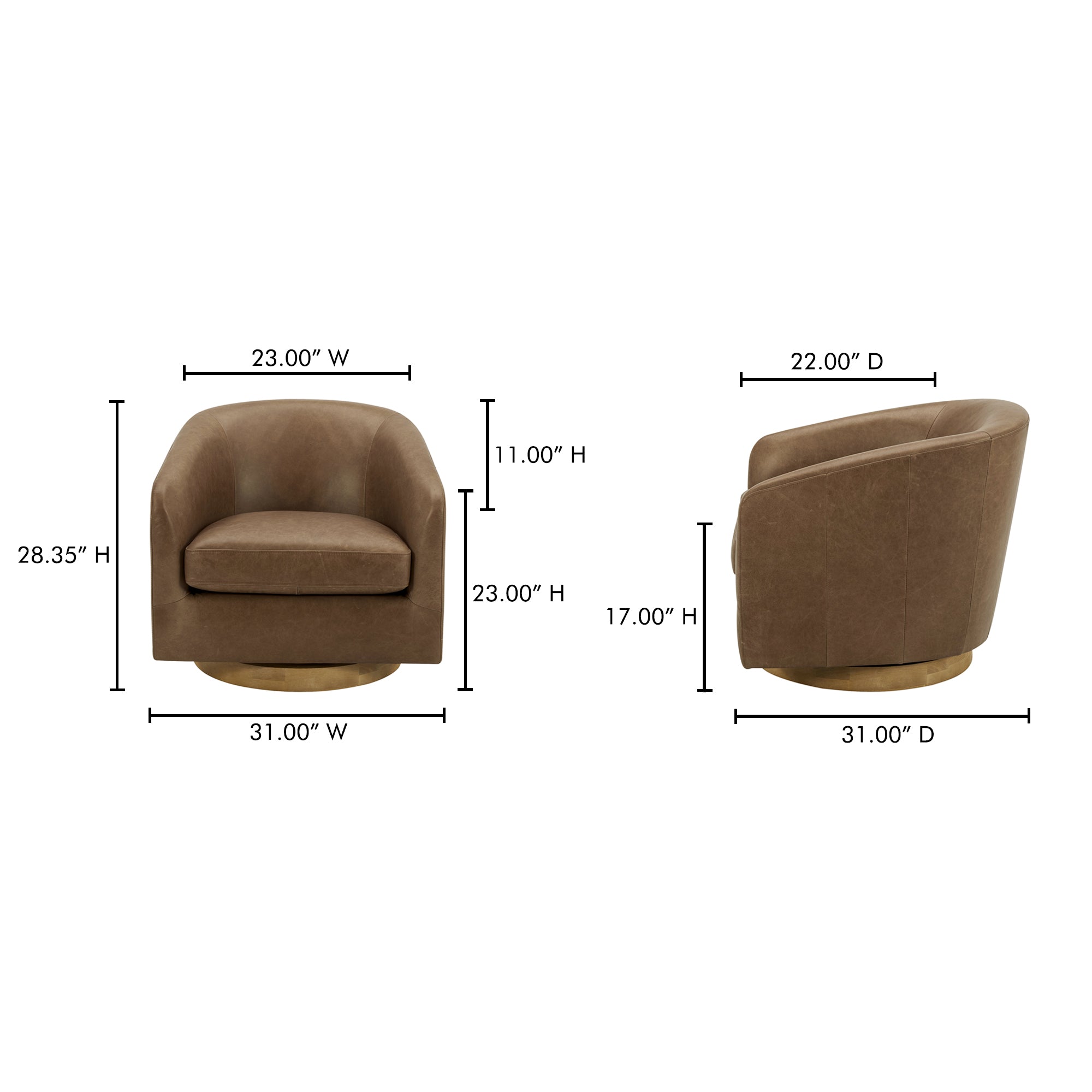 Moes Oscy Leather Swivel Chair Tan KQ-1015-40-USA
