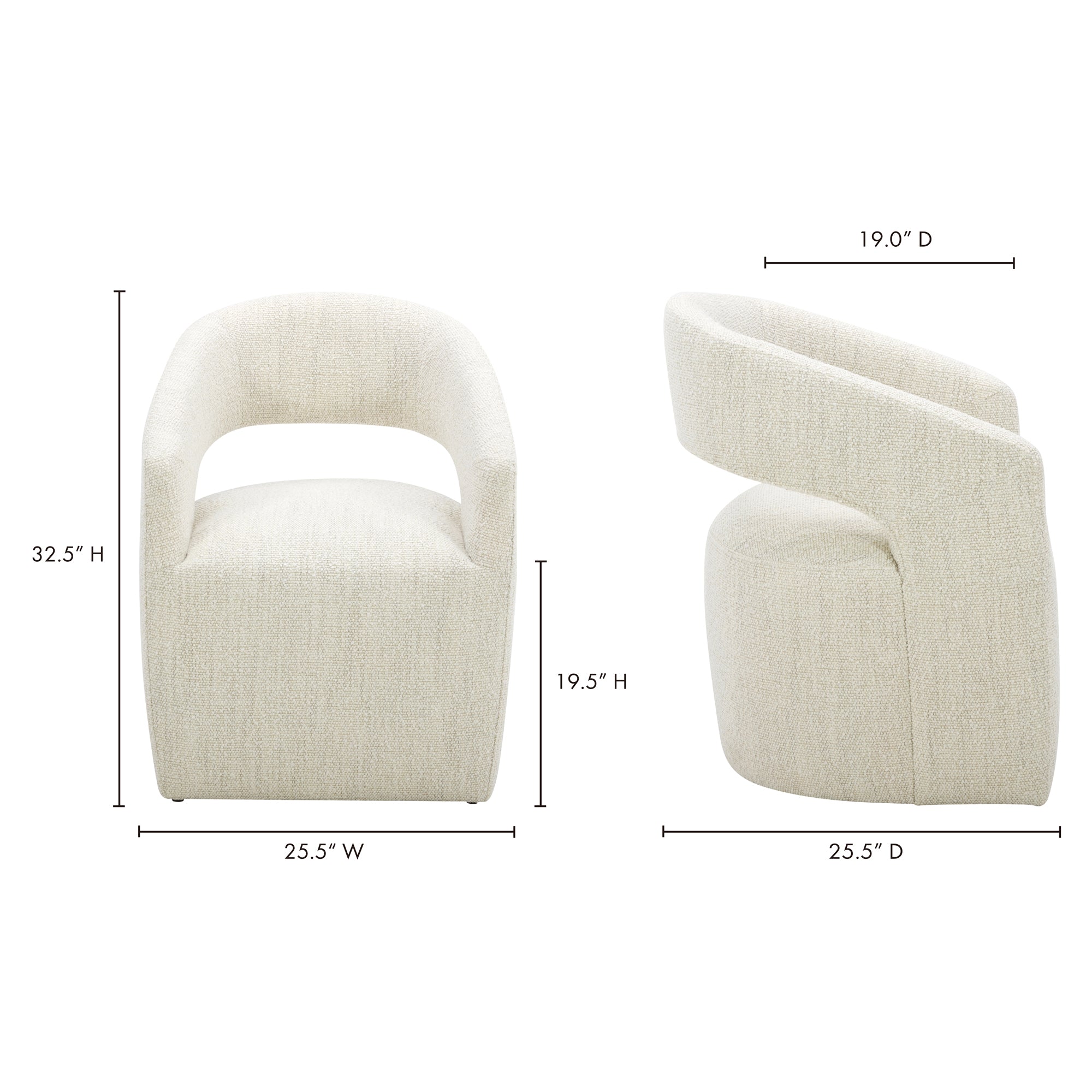 Moes Barrow Rolling Dining Chair White Mist KQ-1024-18-USA